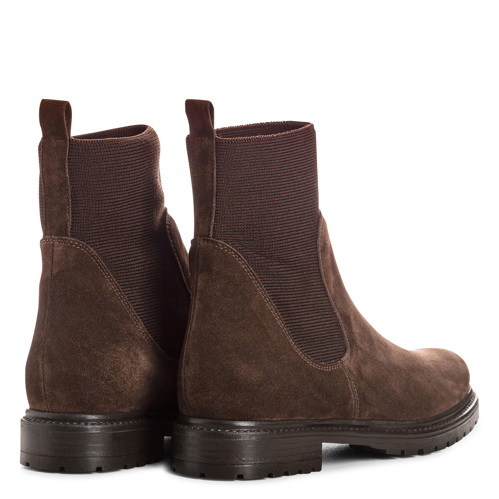 Effen leren enkellaarzen met textuur REQINS Bruin