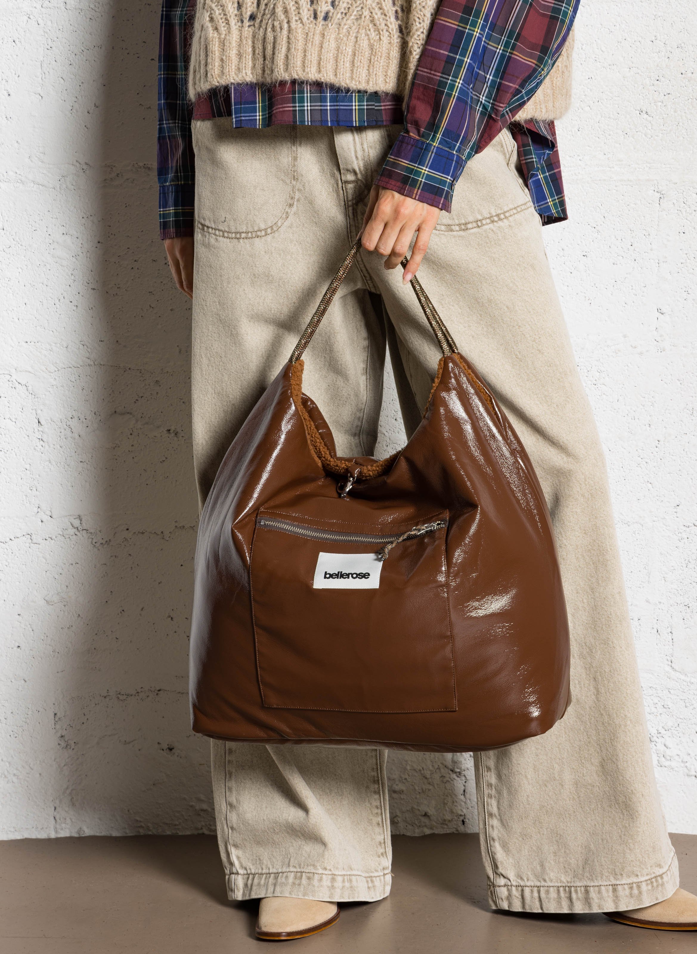 Schoudertas omkeerbaar effen BELLEROSE Bruin