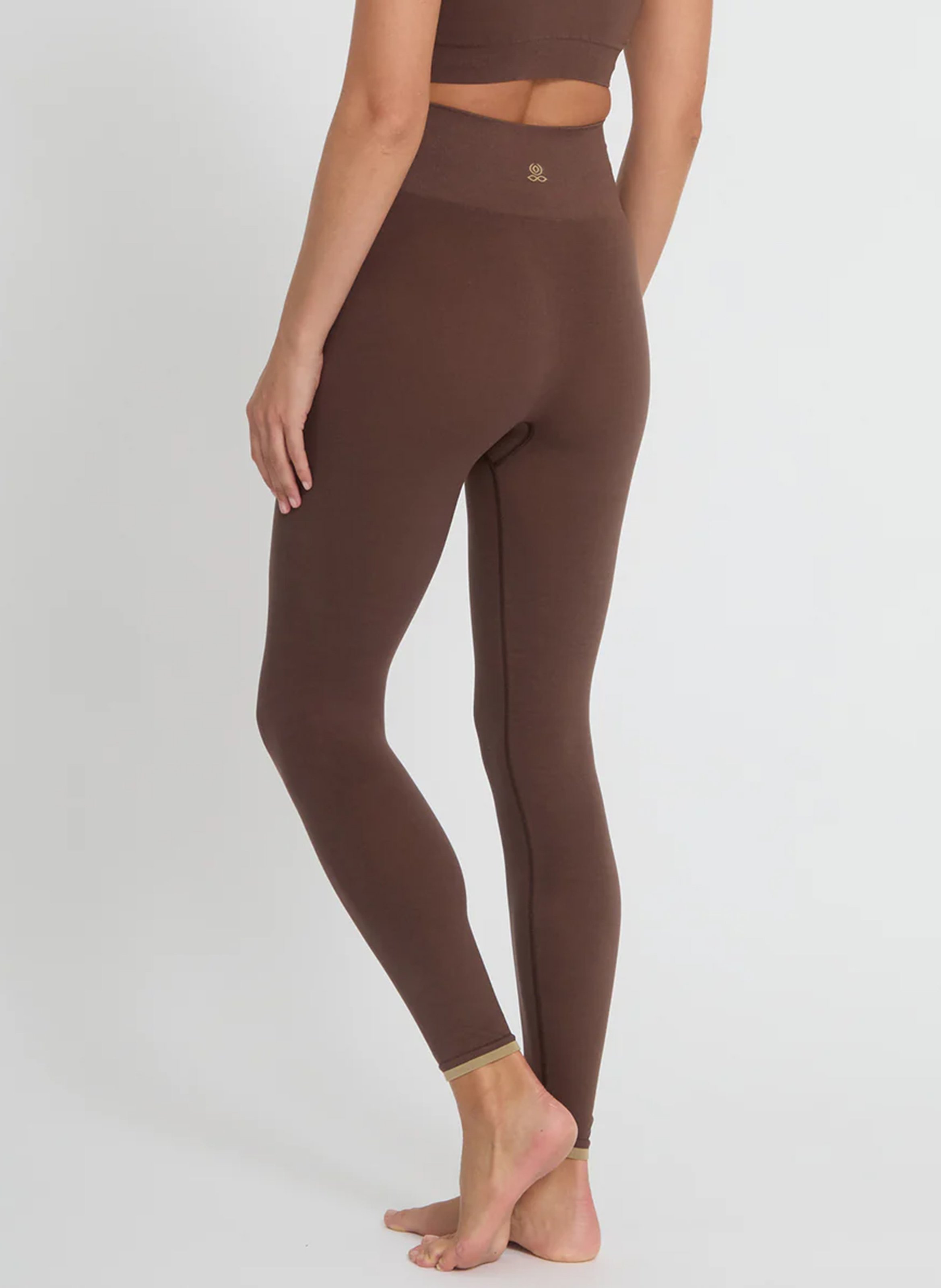 Legging stretch uni effet push-up YOGA SEARCHER Marron