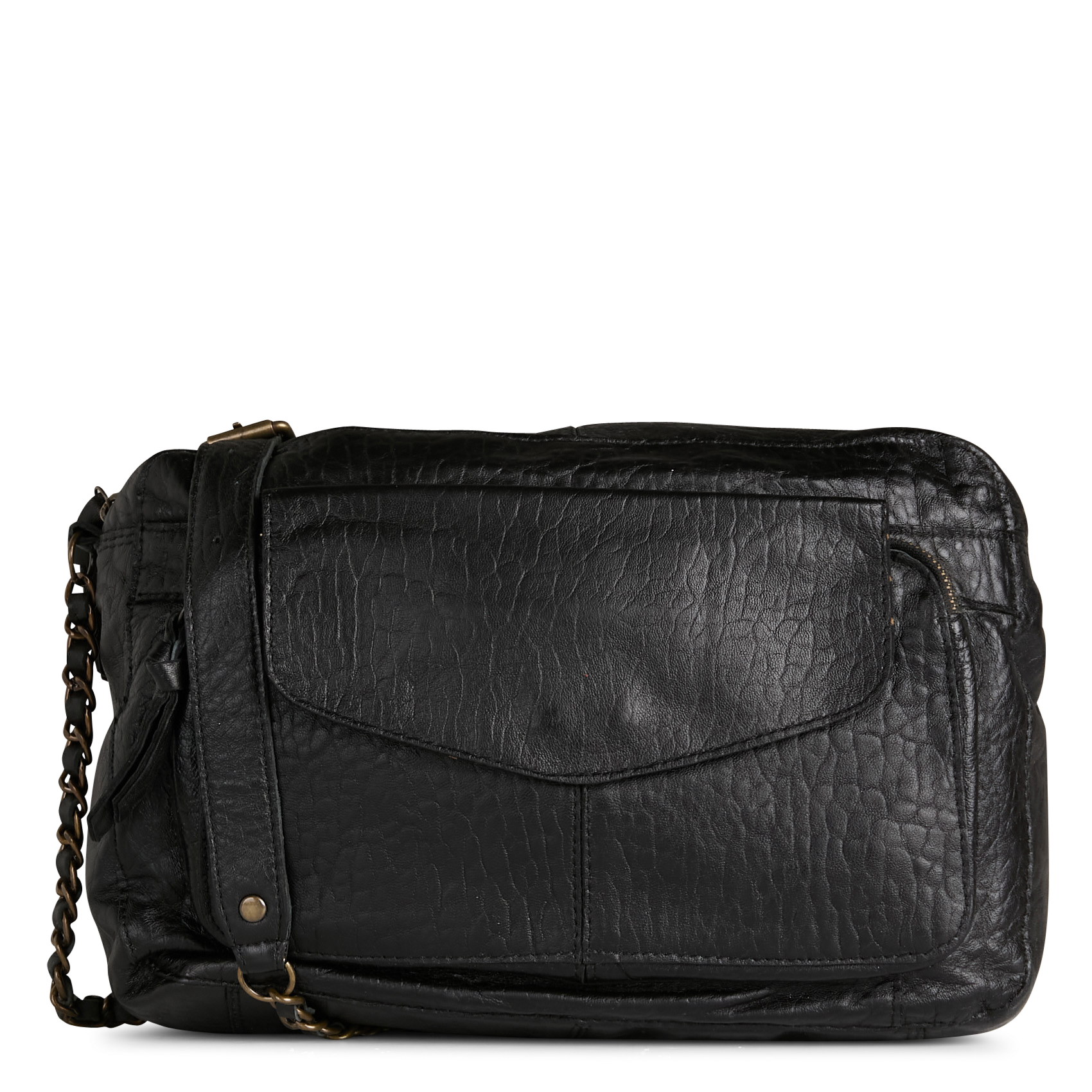 Sac bandoulière en cuir PIECES Noir