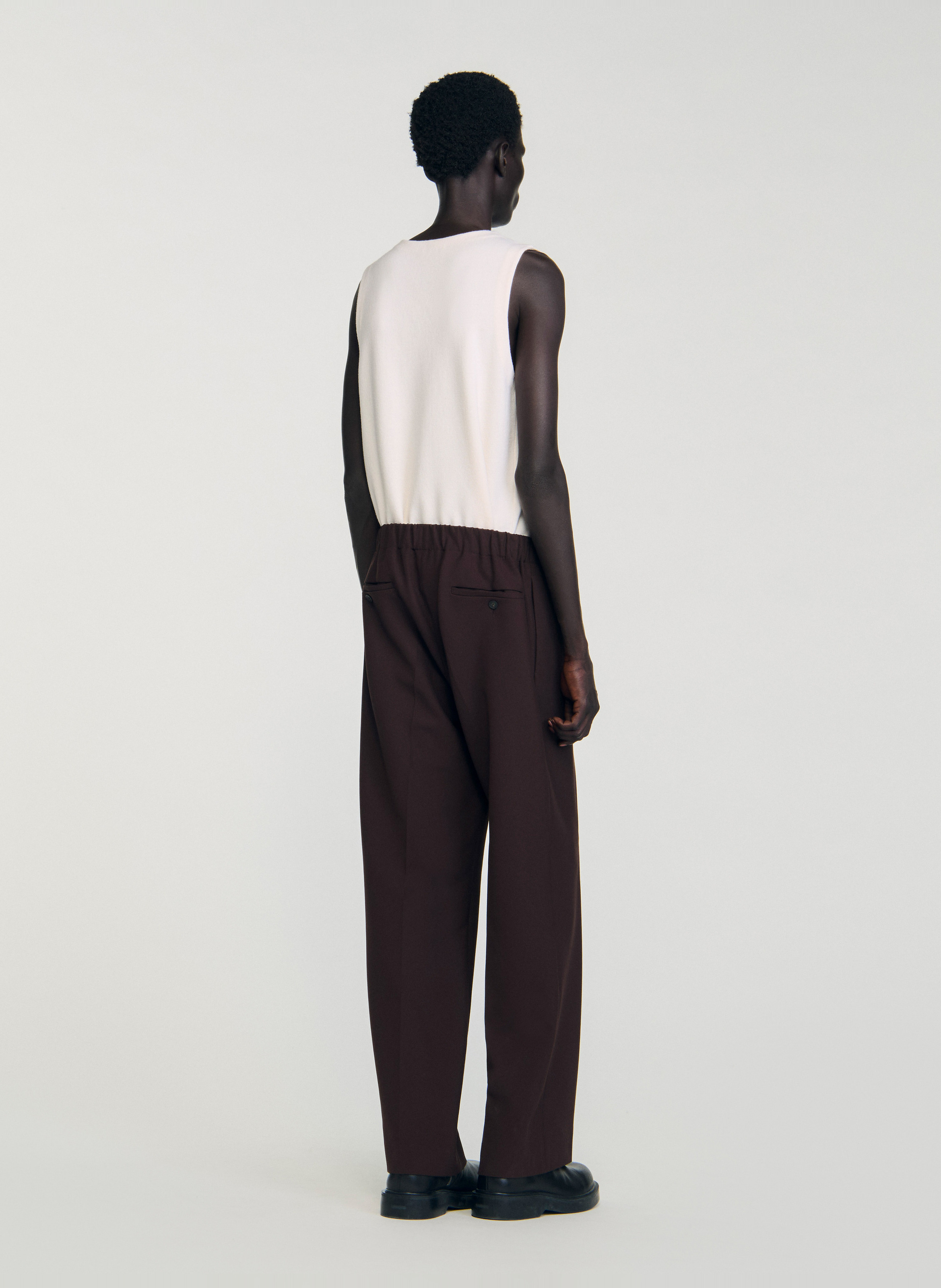 Wijde broek van jersey SANDRO Bruin