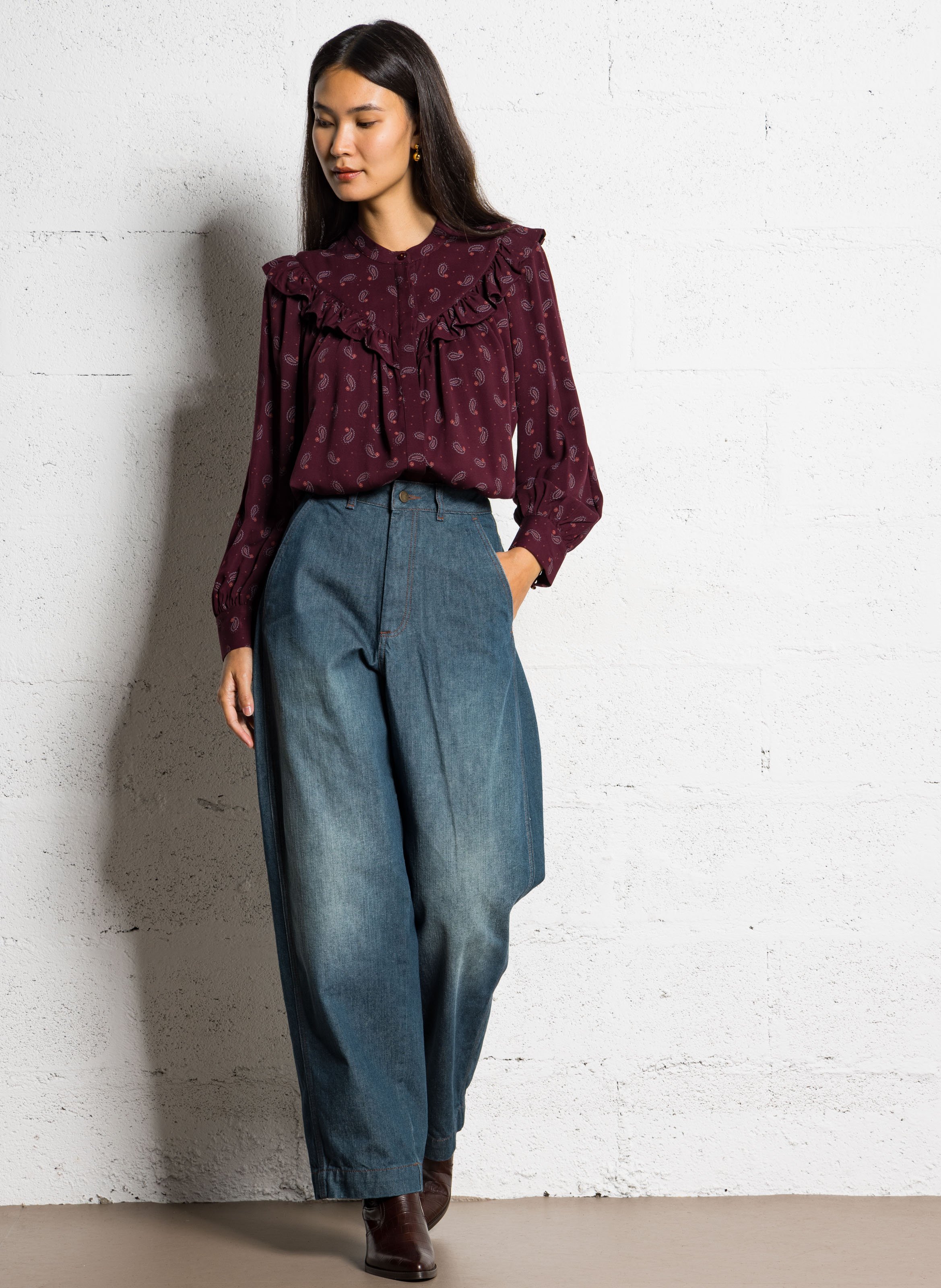 Bottines en cuir embossé croco BOBBIES Marron