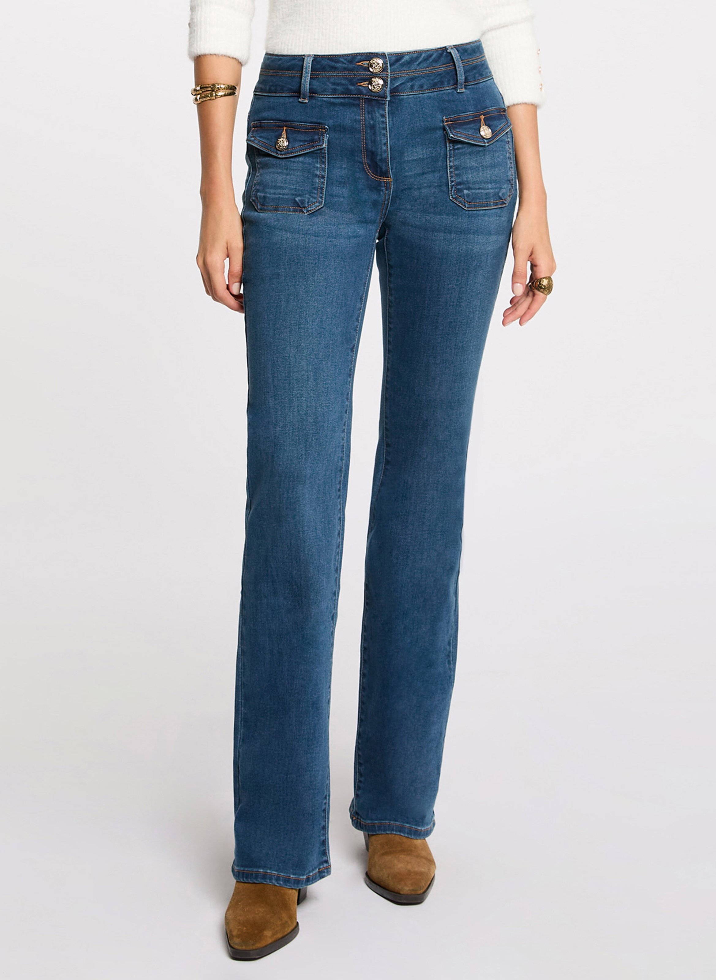 Cotton-blend bootcut jeans MORGAN Blue