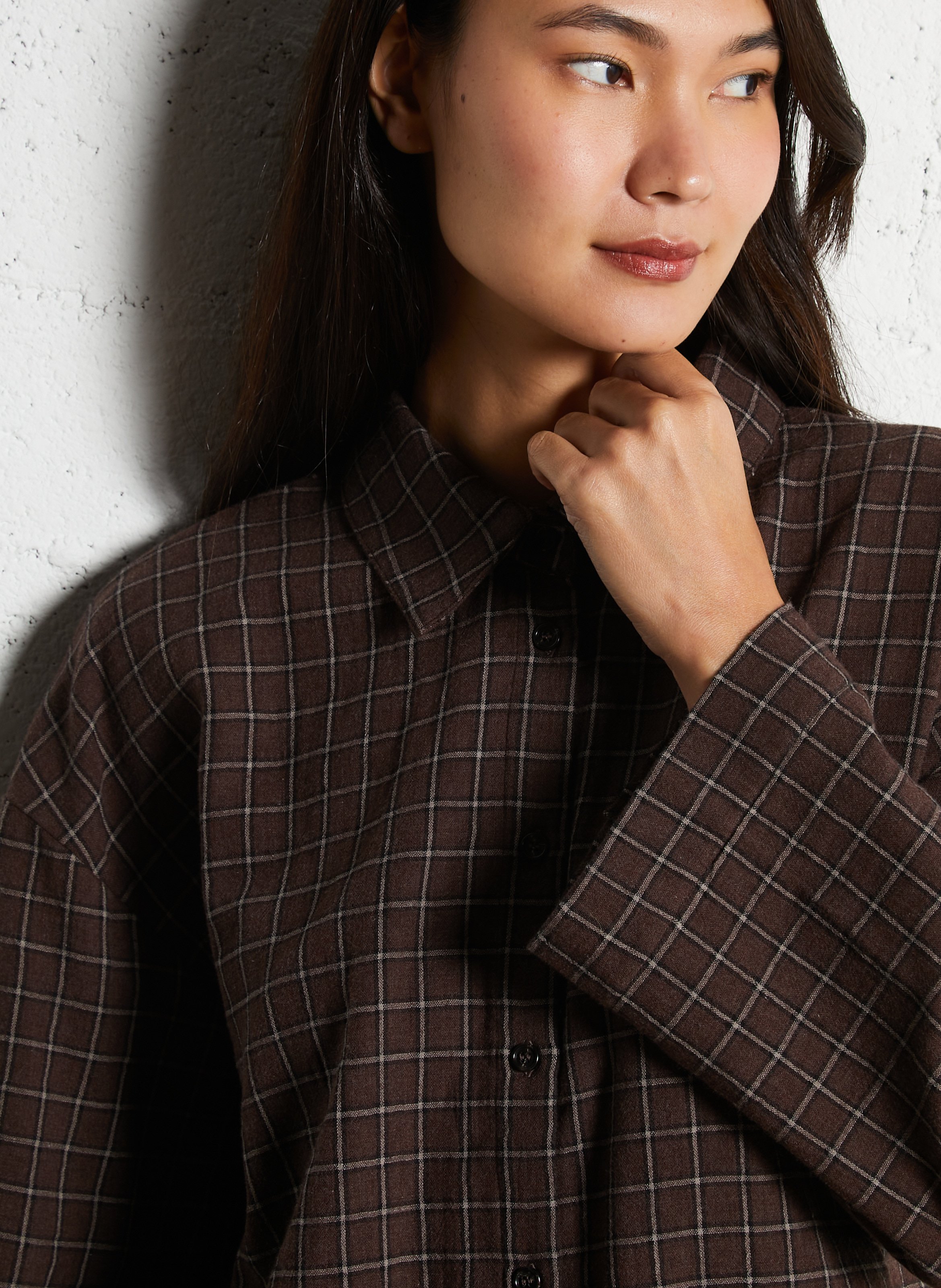 Chemise oversize col classique en coton HOD PARIS Marron