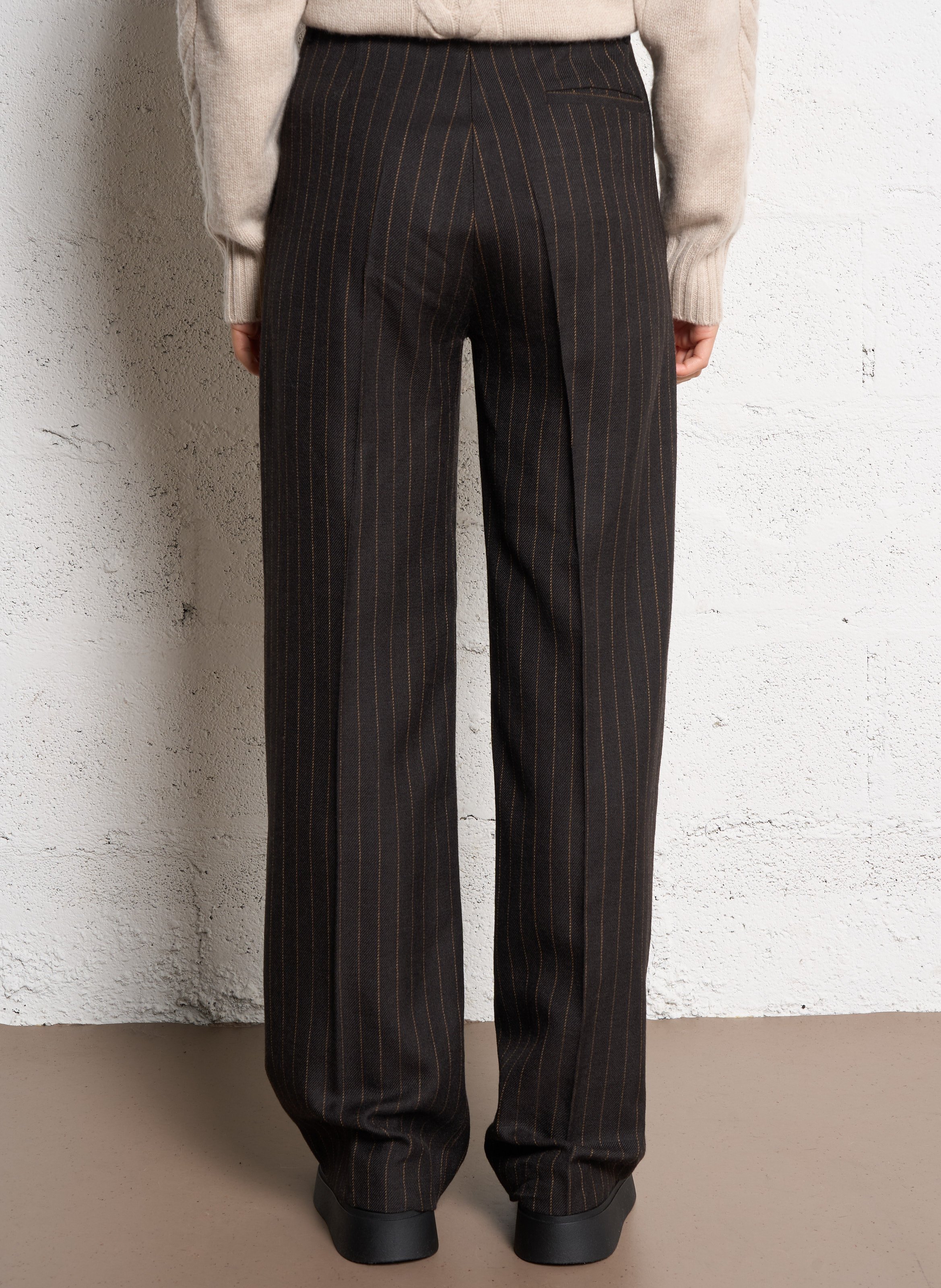 Pantalon droit en laine mélangée à rayures MASSCOB Multicolore