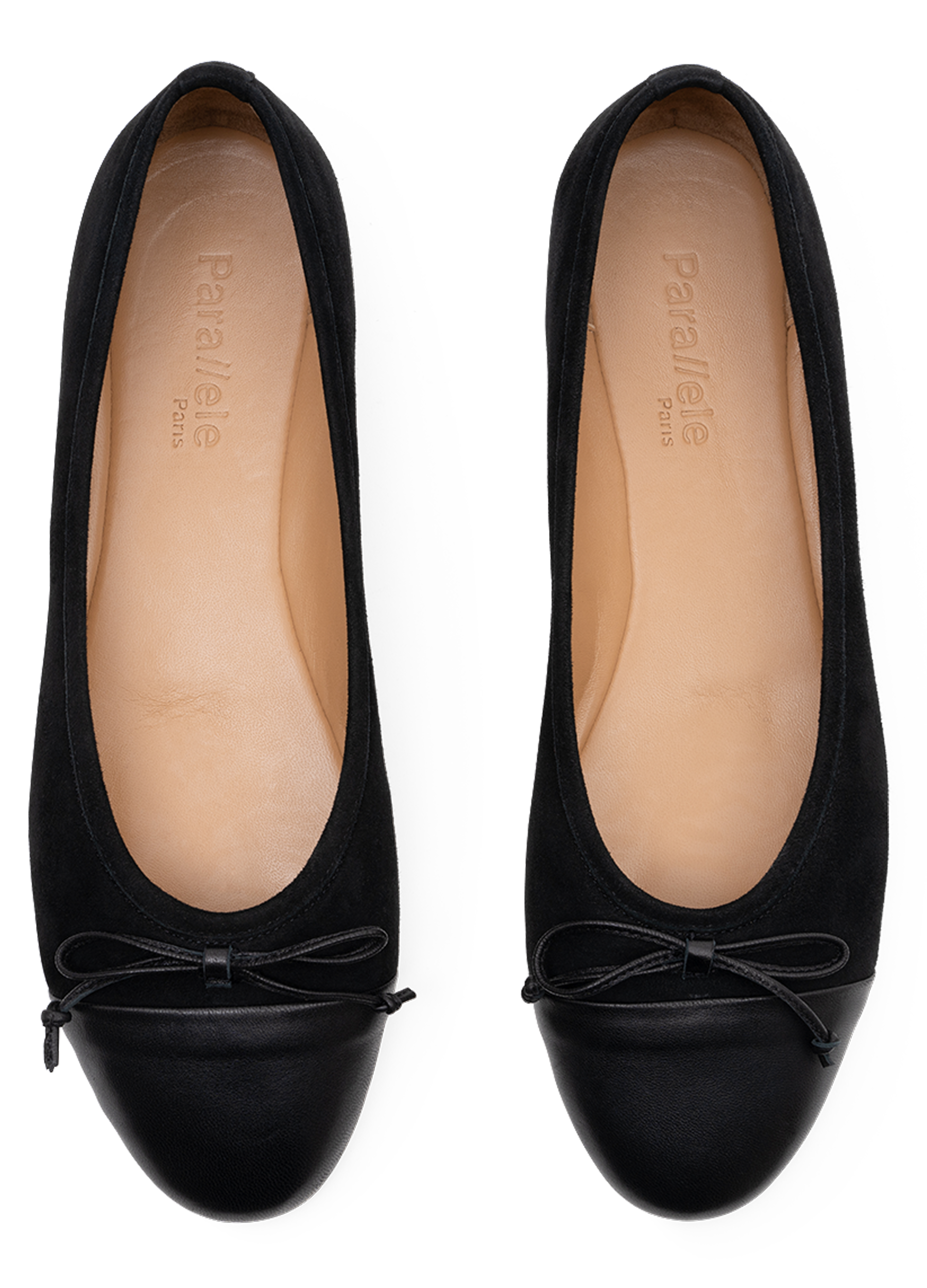 Black suede leather ballet flats PARALLELE PARIS Black