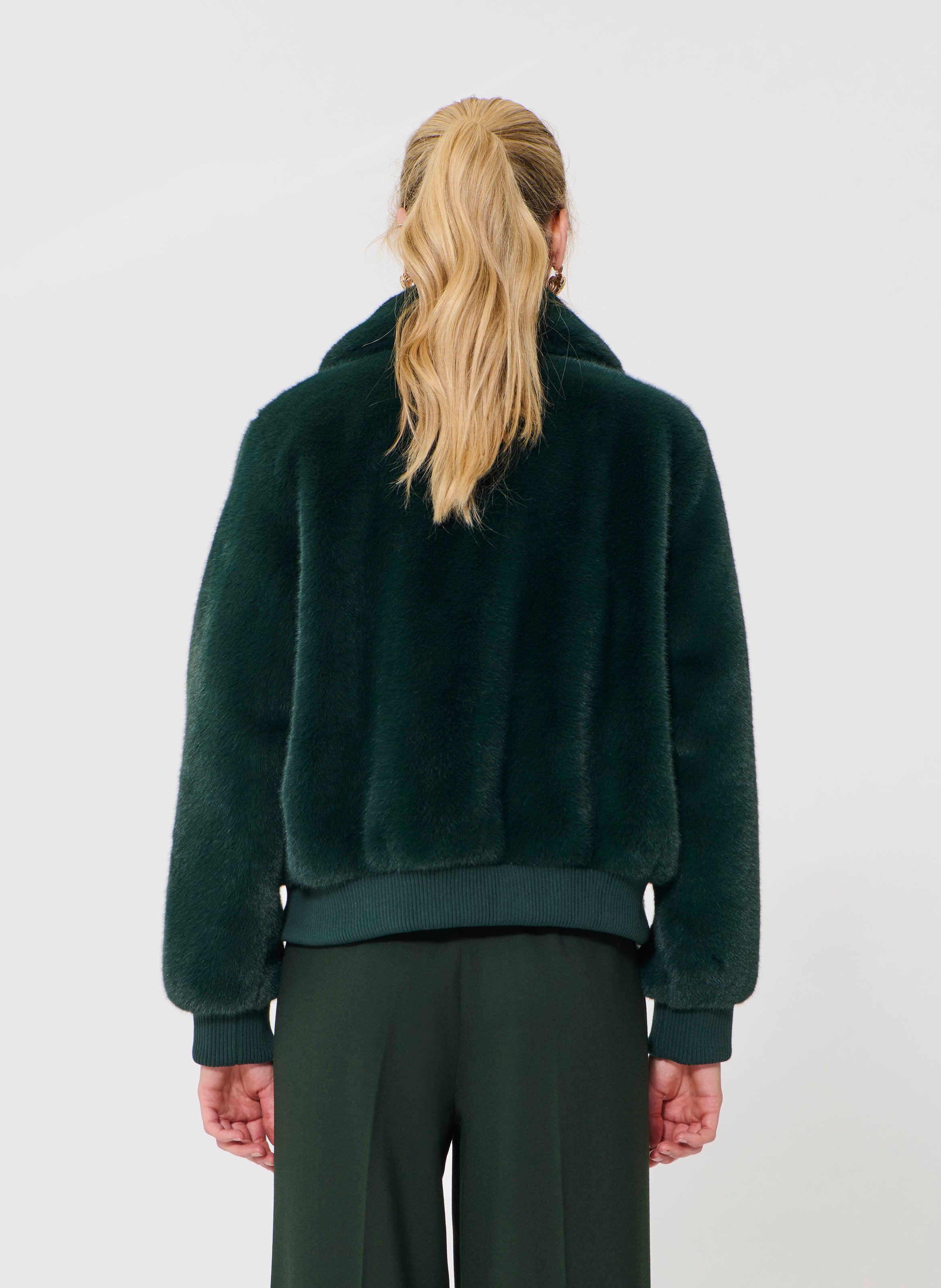 Faux fur jacket with classic collar TARA JARMON Green