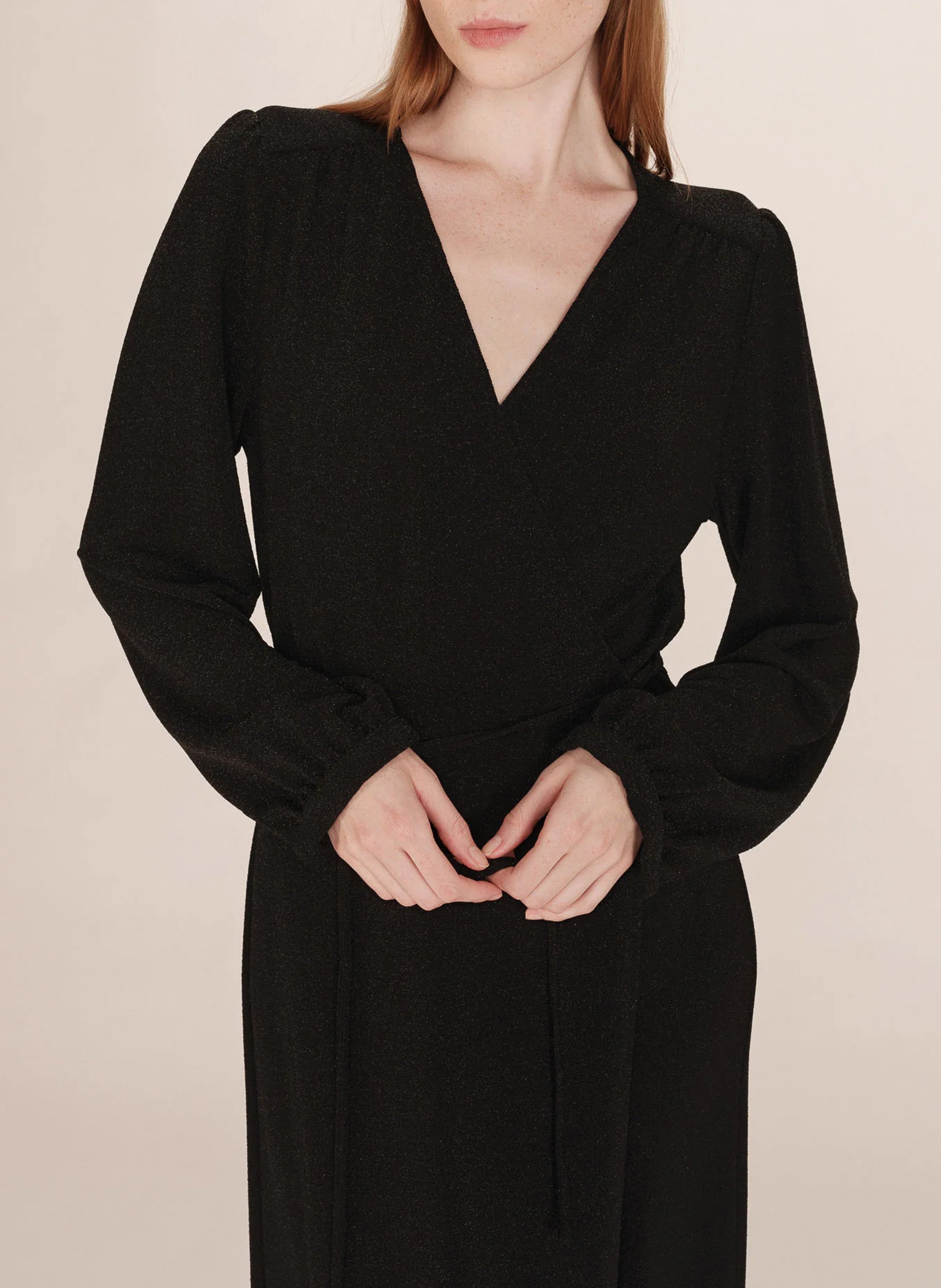 Sequined wrap long dress GRACE ET MILA Black