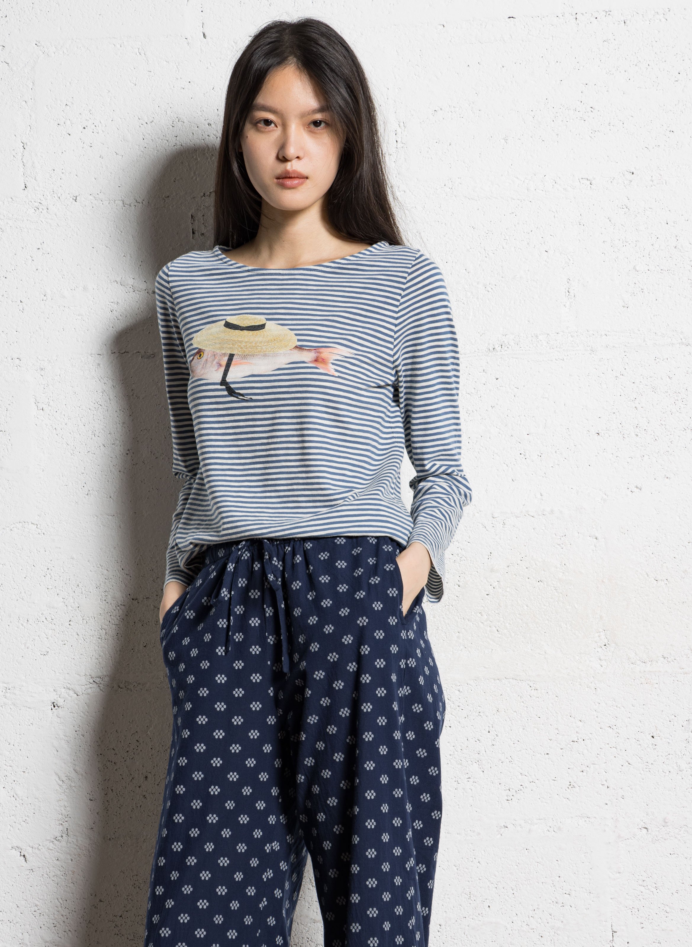 Tee-shirt manches longues rayé NICE THINGS Bleu