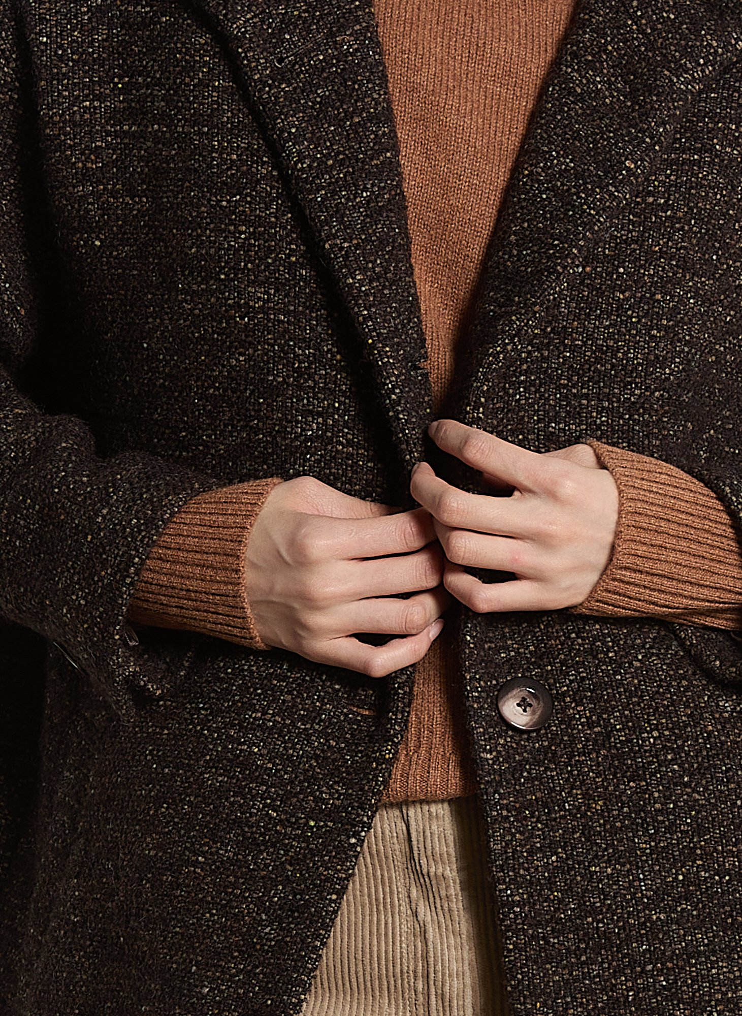 Straight cut high collar buttoned caban MAISON 123 Brown