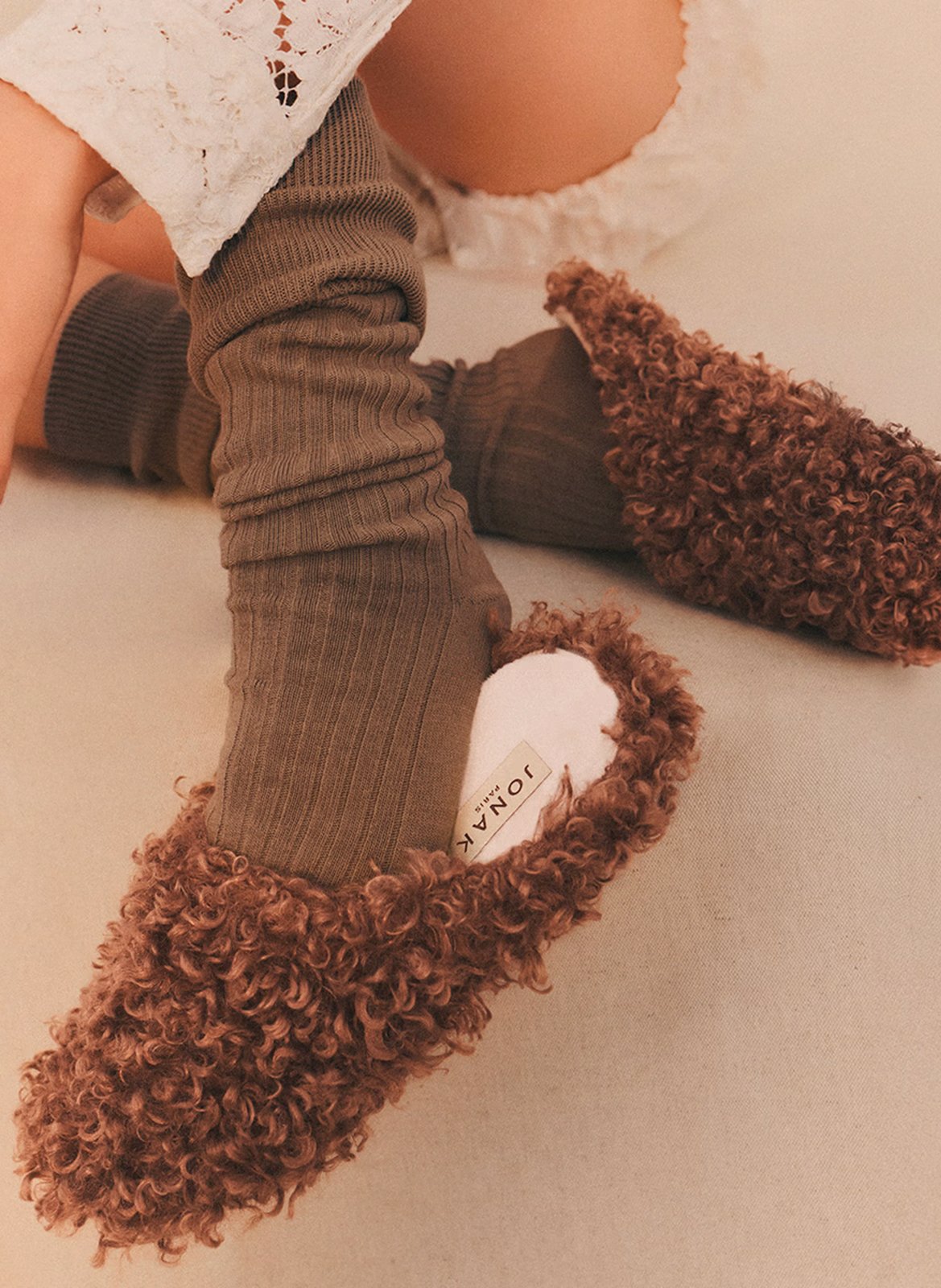 Synthetische bonten slofjes JONAK Bruin