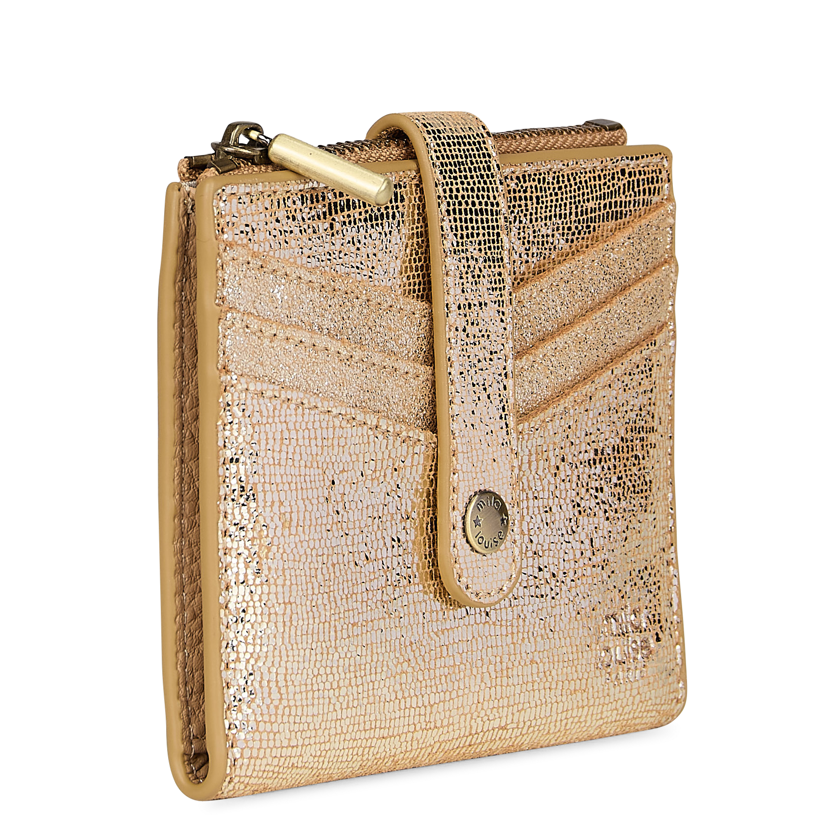 Kleine, leren portemonnee MILA LOUISE Beige