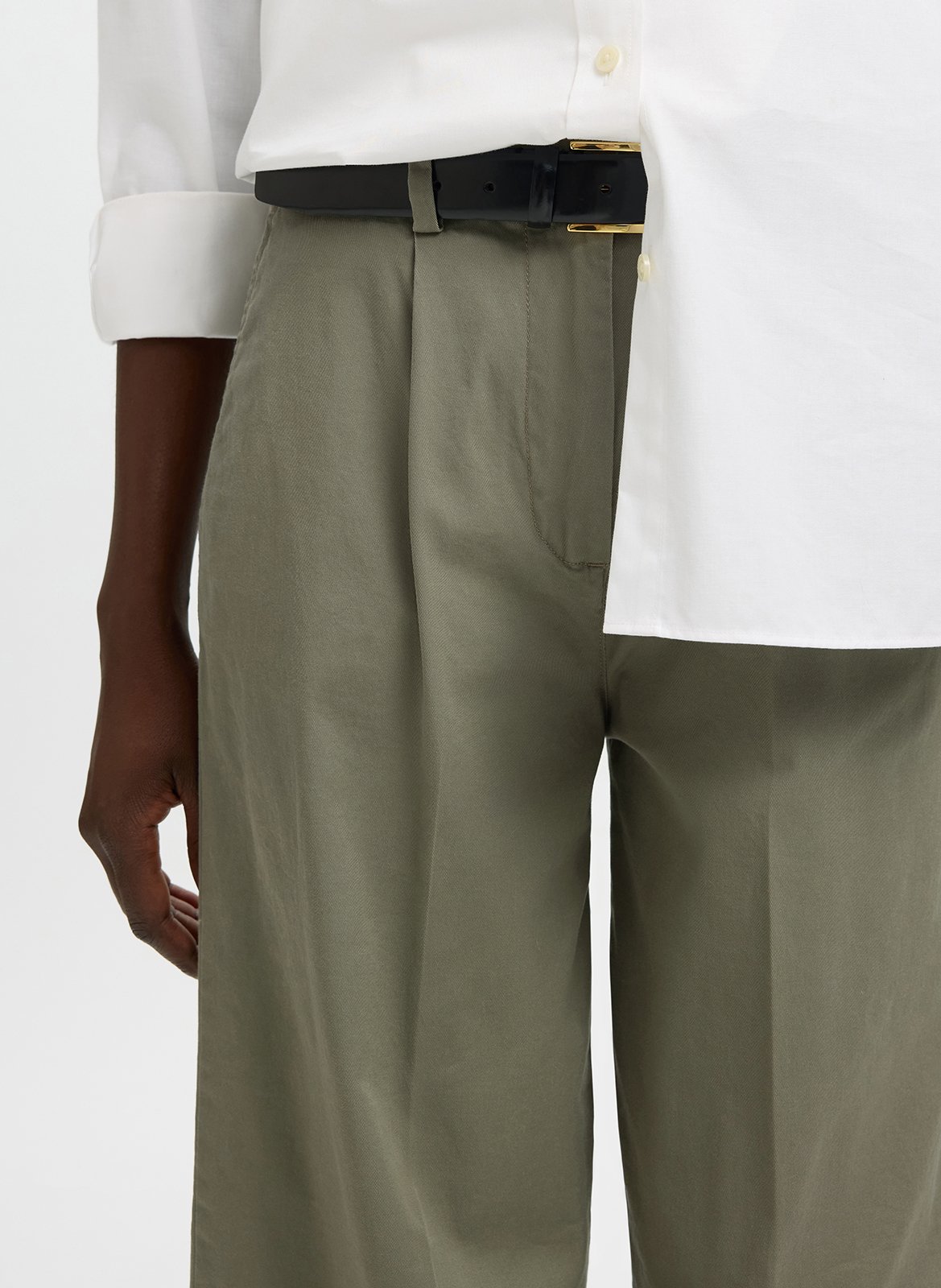 Gerade geschnittene Hose aus Bio-Baumwoll-Mix SELECTED Grau