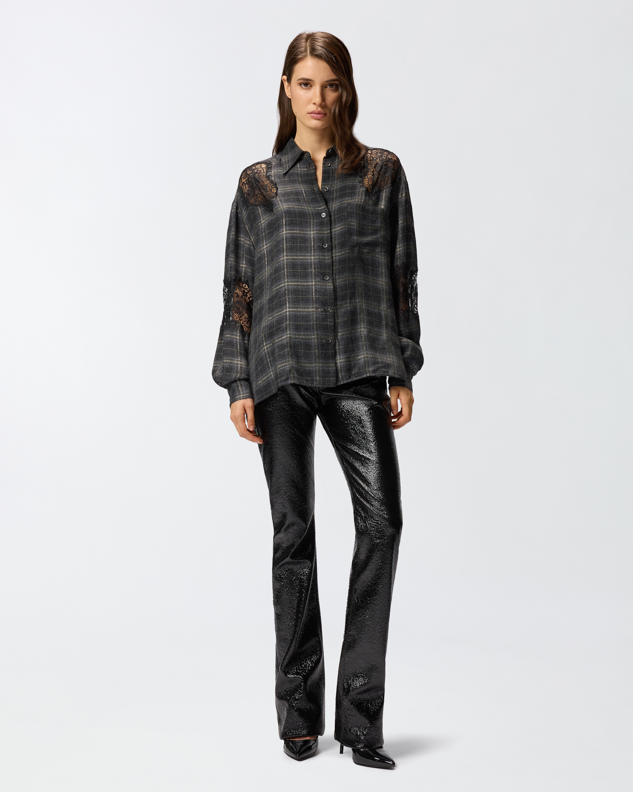 Checked shirt with lace PINKO Multicolored