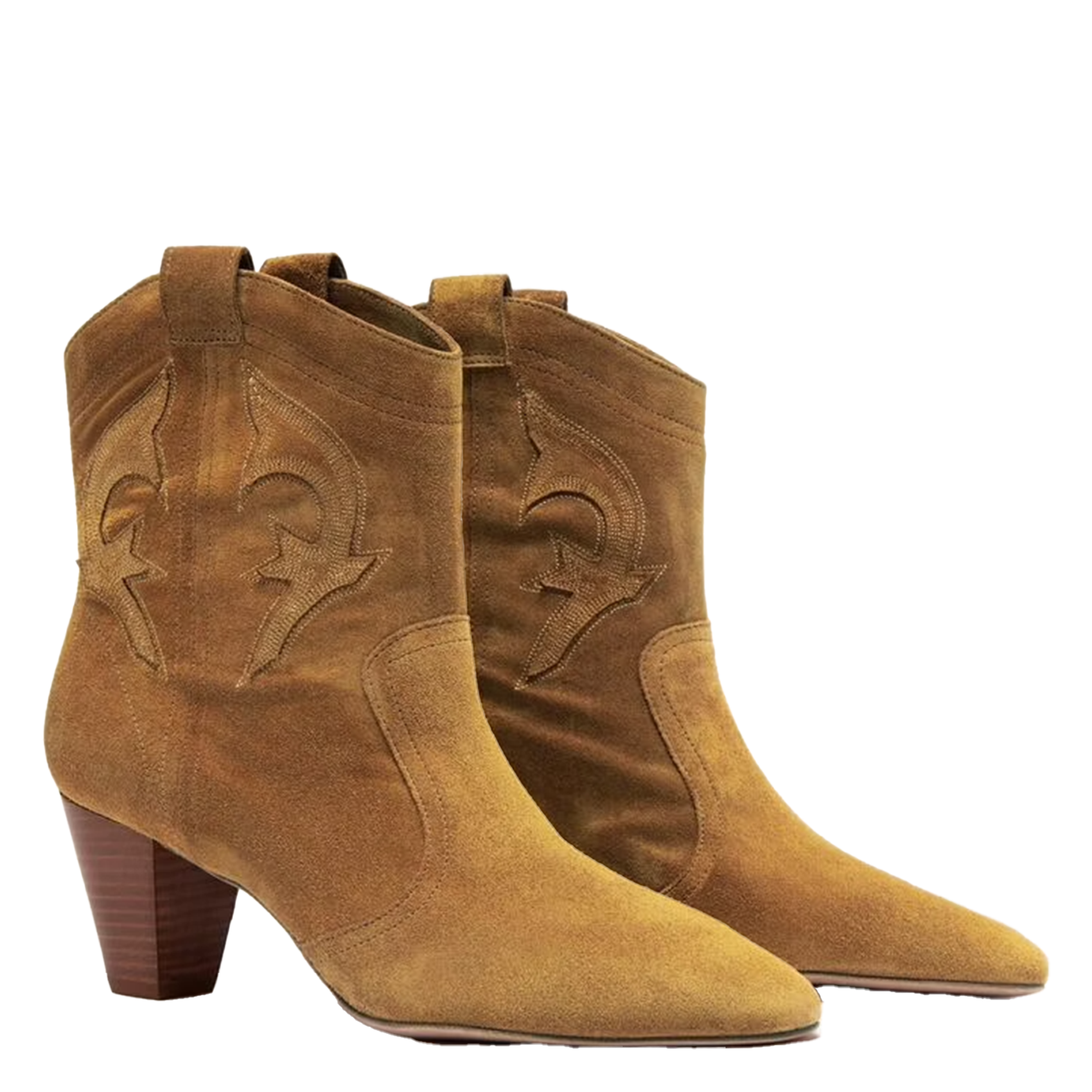 Effen leren enkellaarzen met textuur BA&SH Bruin