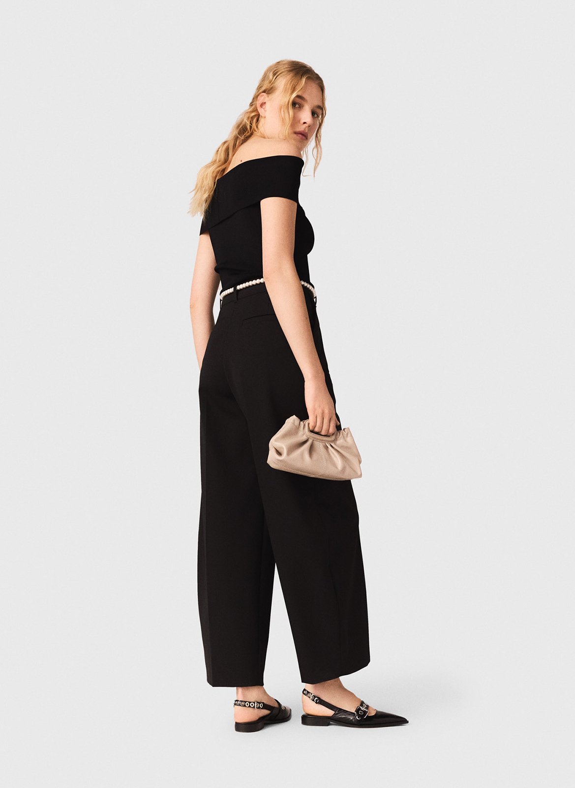 Top met bardothals Zwart