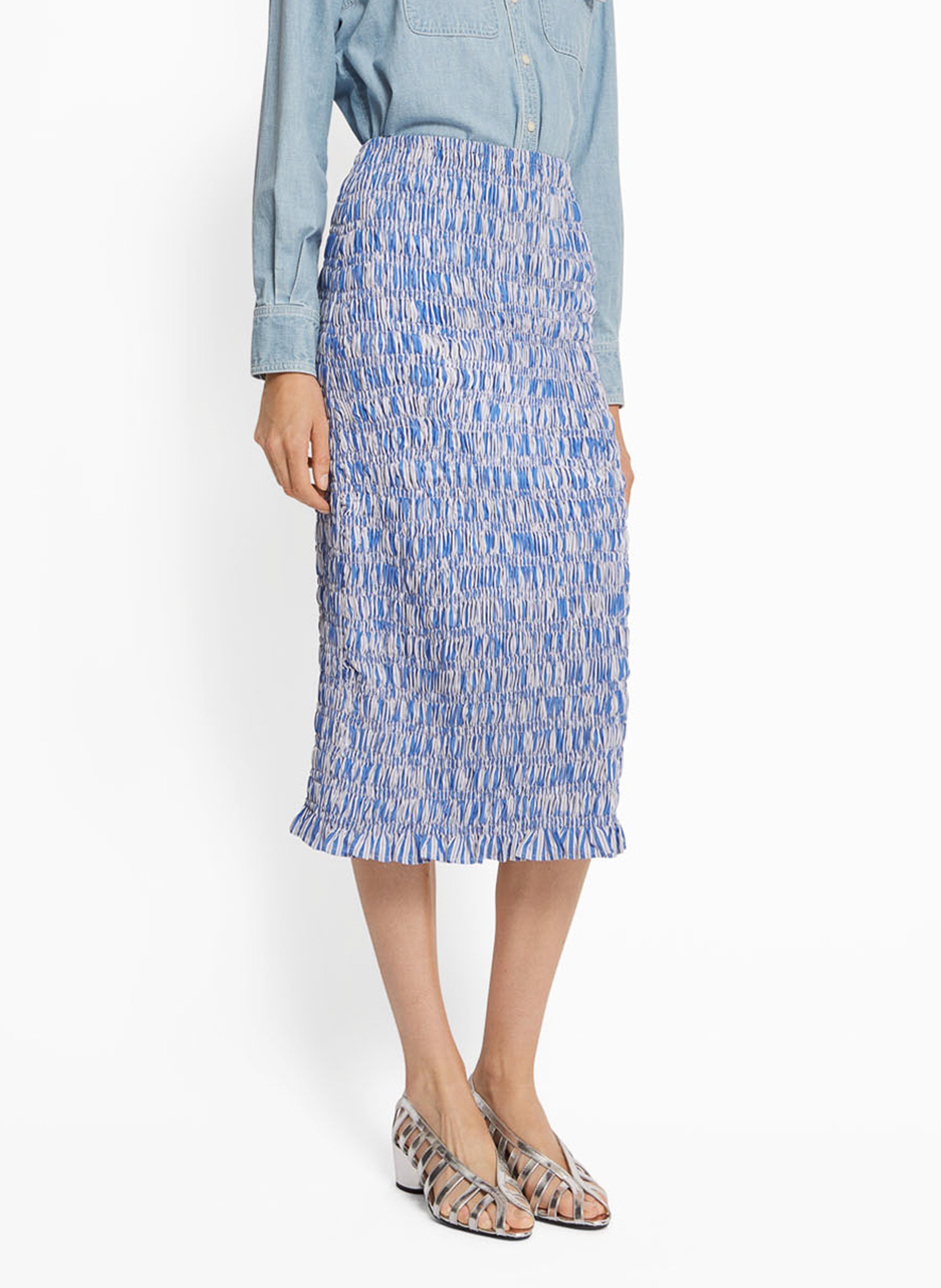 Rok met smokwerk in midi-lengte ROSEANNA Blauw