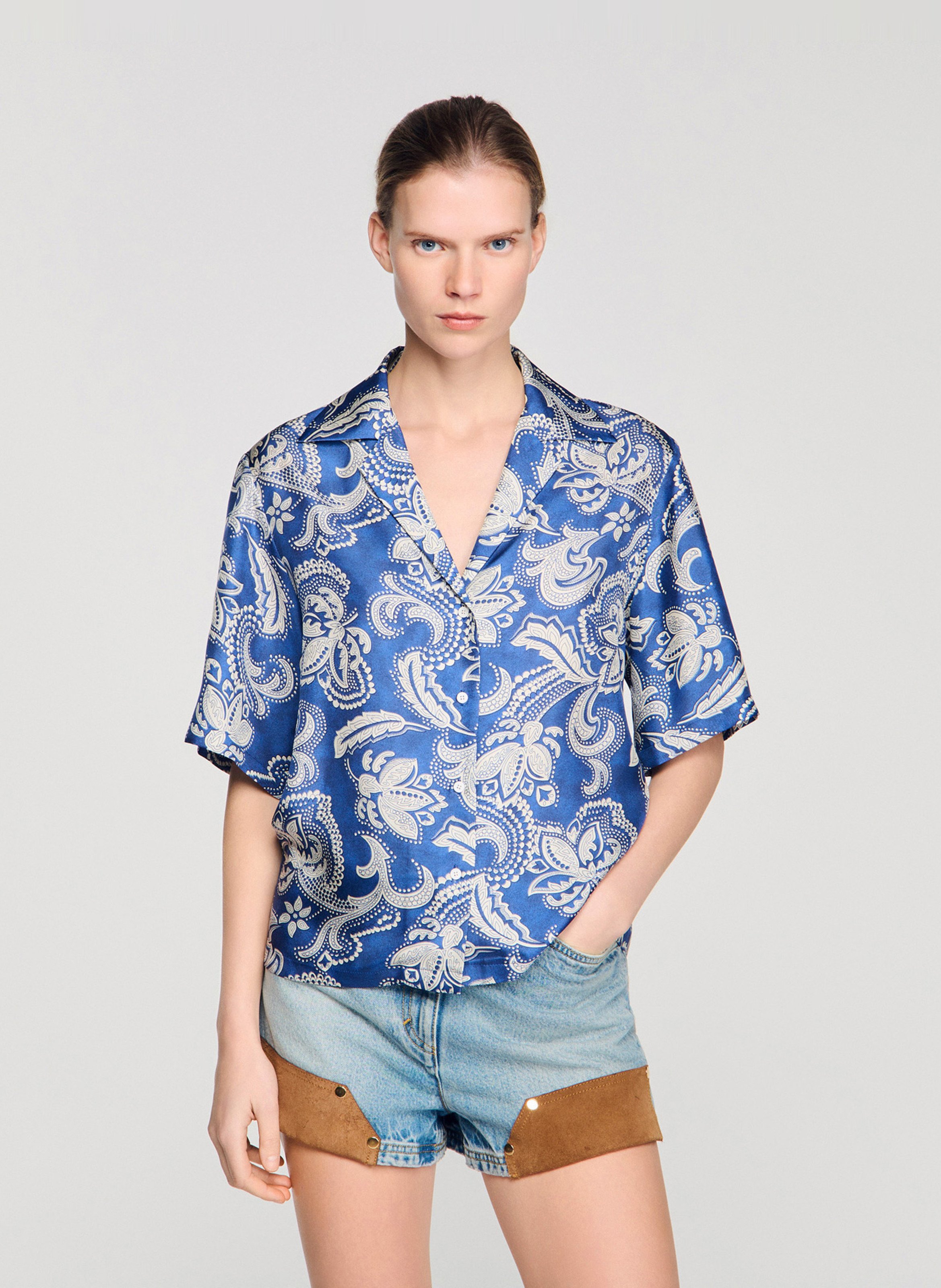 Chemise imprimée col classique SANDRO Bleu