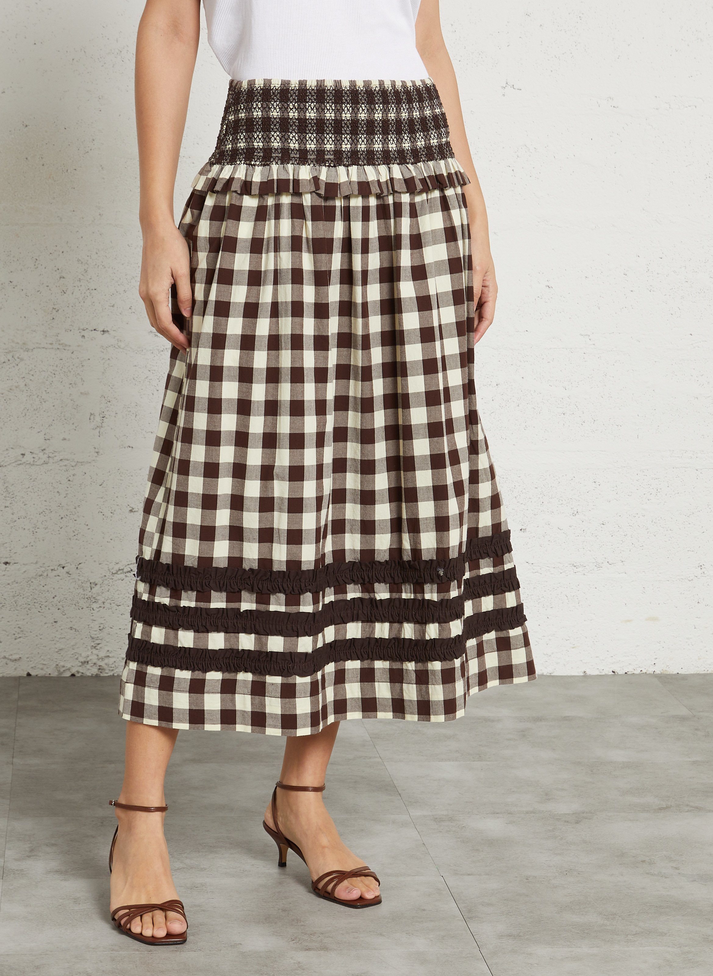 Flared skirt in organic cotton DAMSON MADDER Beige