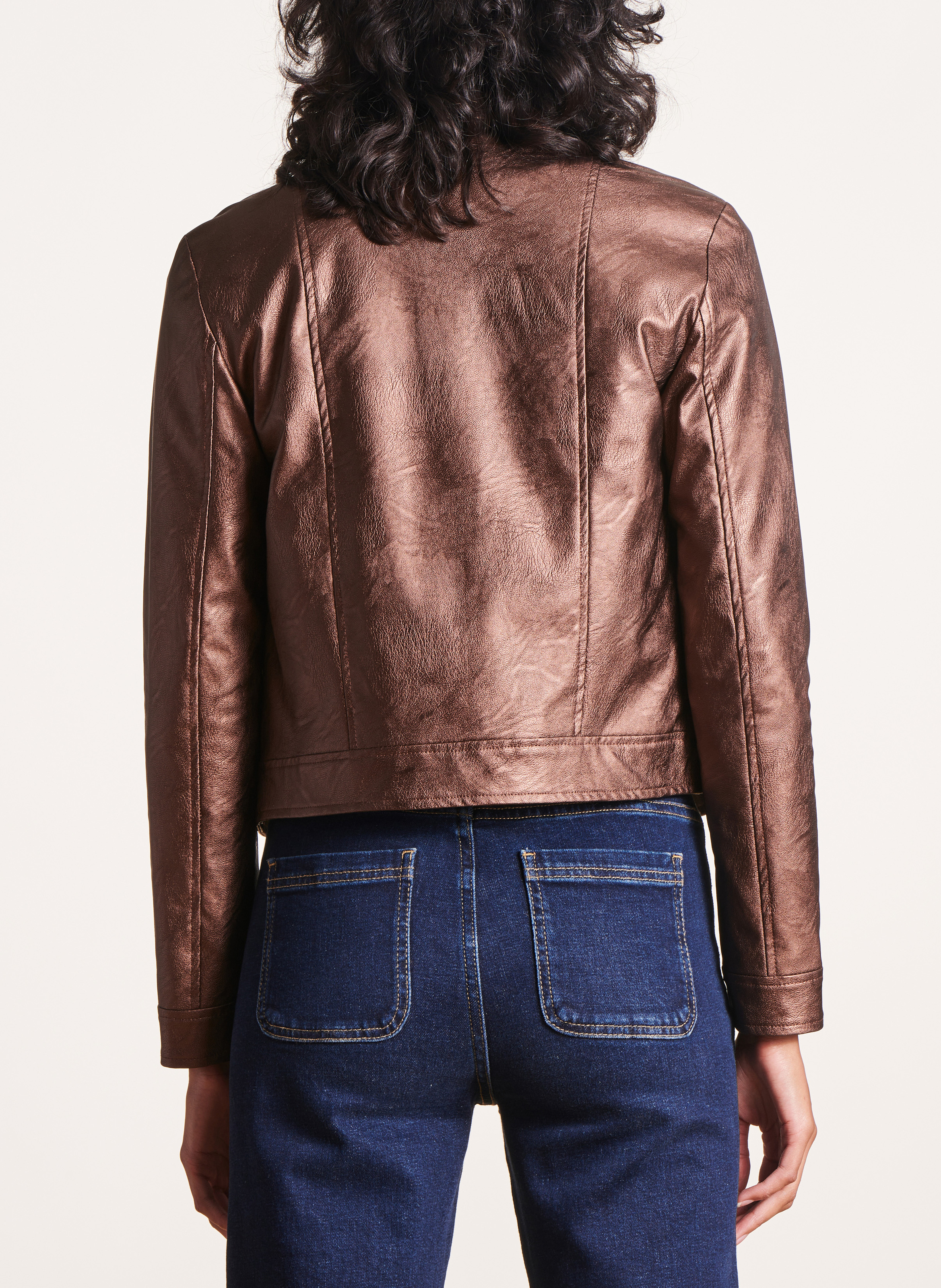 Blouson zippé métallisé LA FEE MARABOUTEE Marron