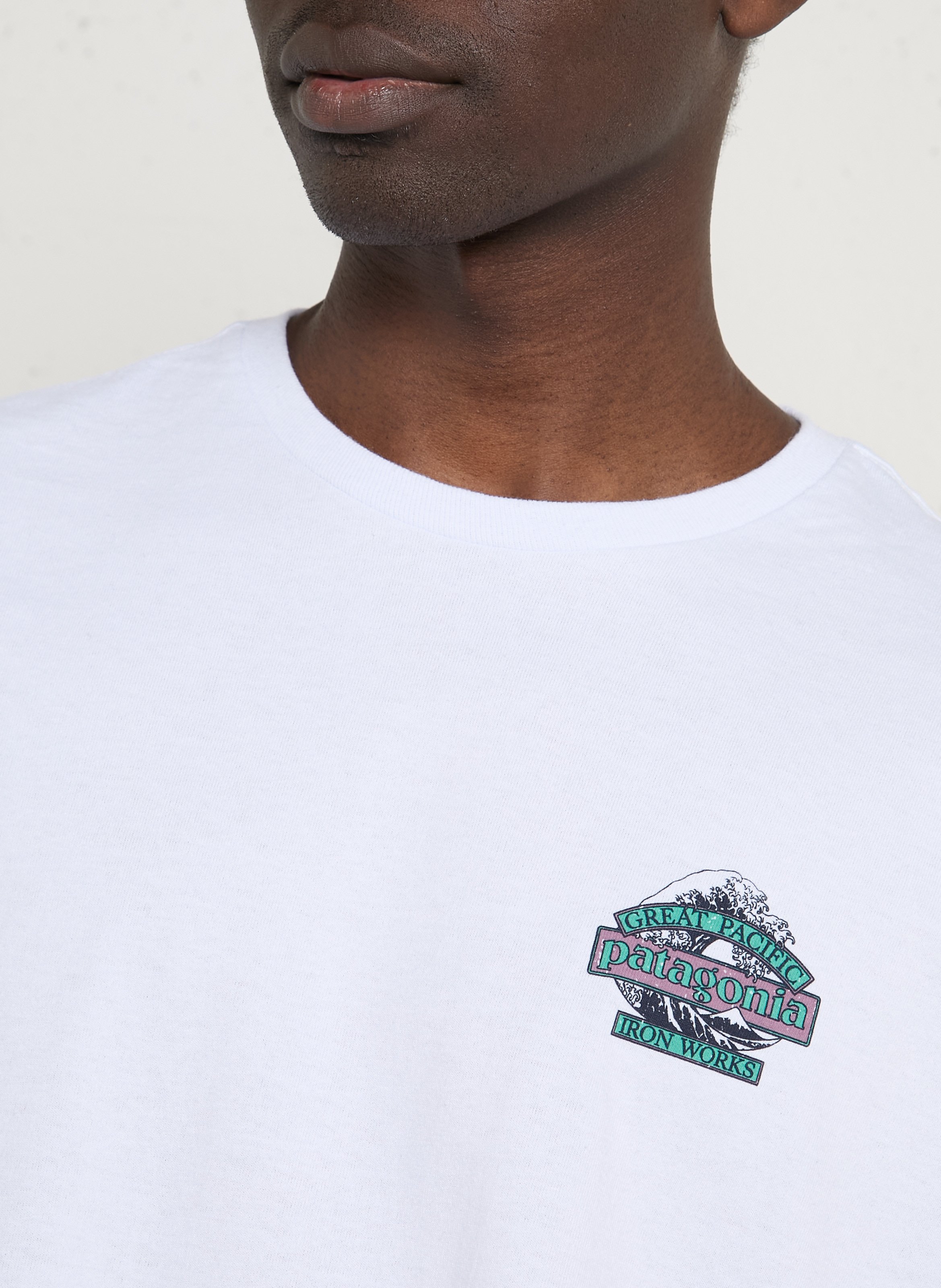 Gerade geschnittenes Rundhals-T-Shirt aus recyceltem Baumwoll-Mix PATAGONIA Weiss