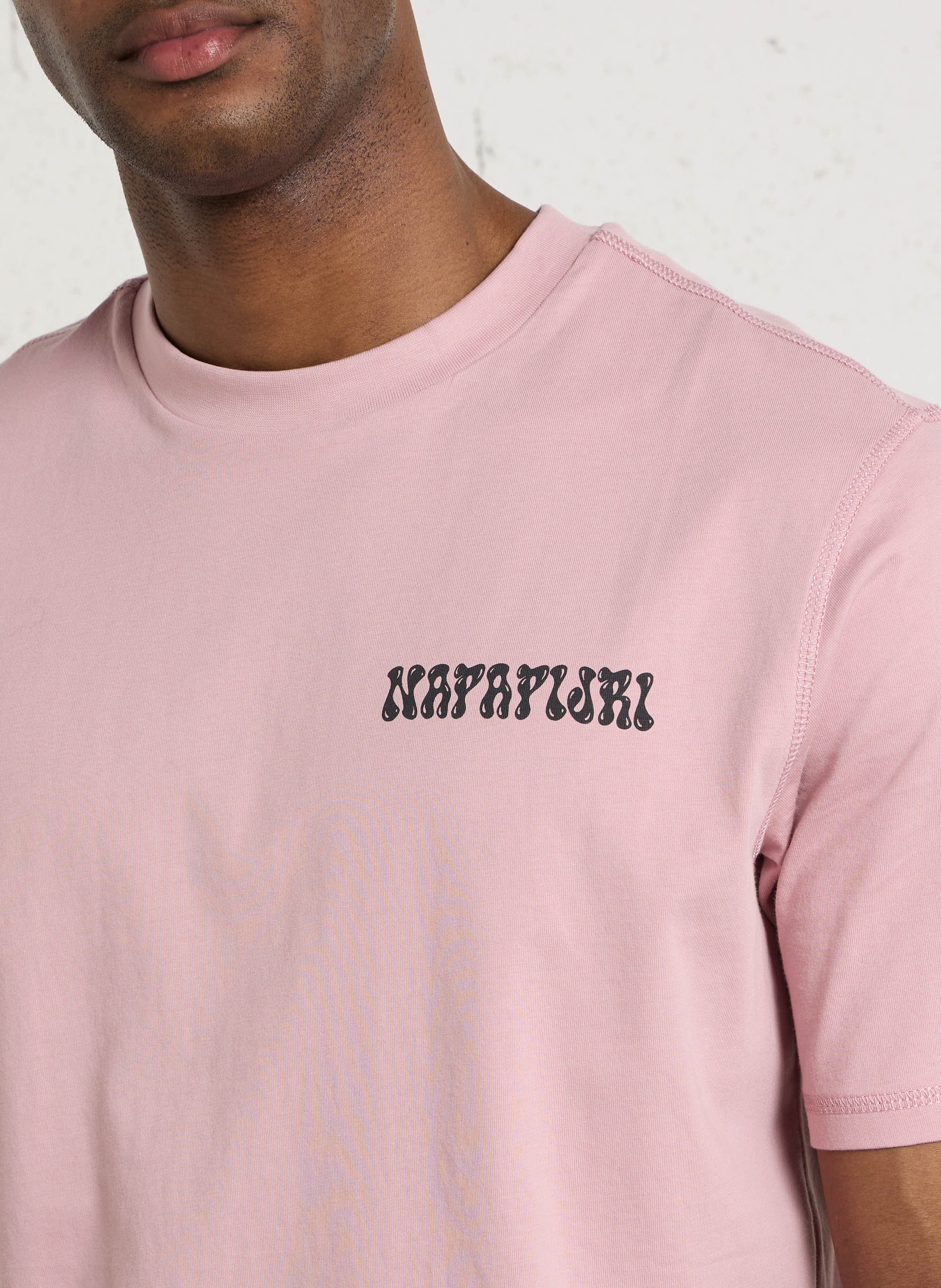 Straight screen-printed cotton T-shirt NAPAPIJRI Pink