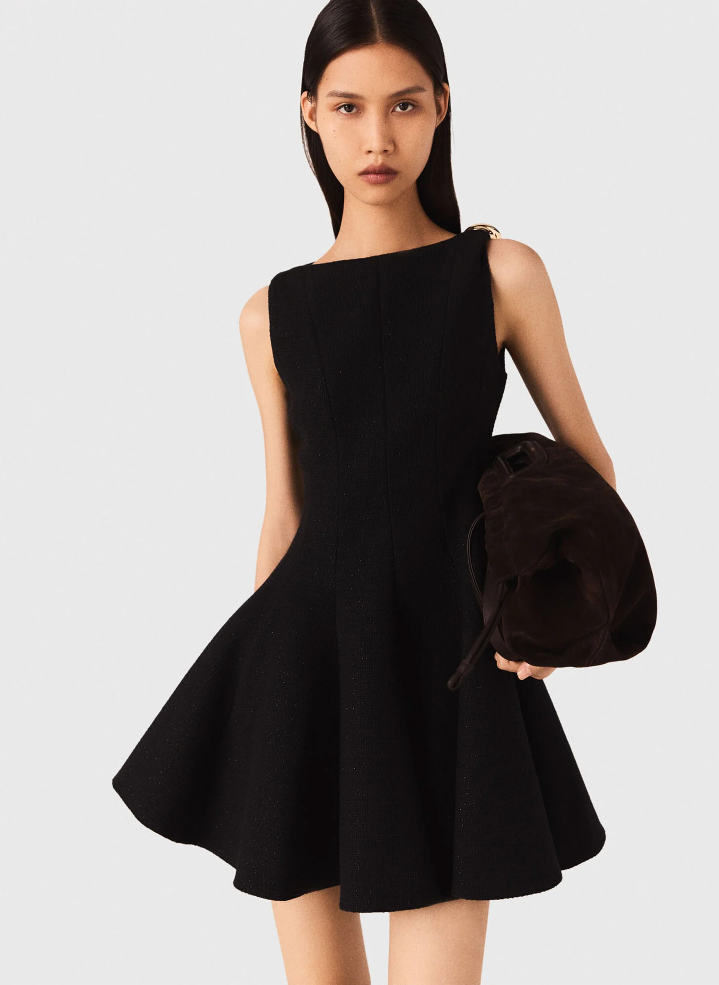 Robe courte évasée en coton mélangé MAJE Noir