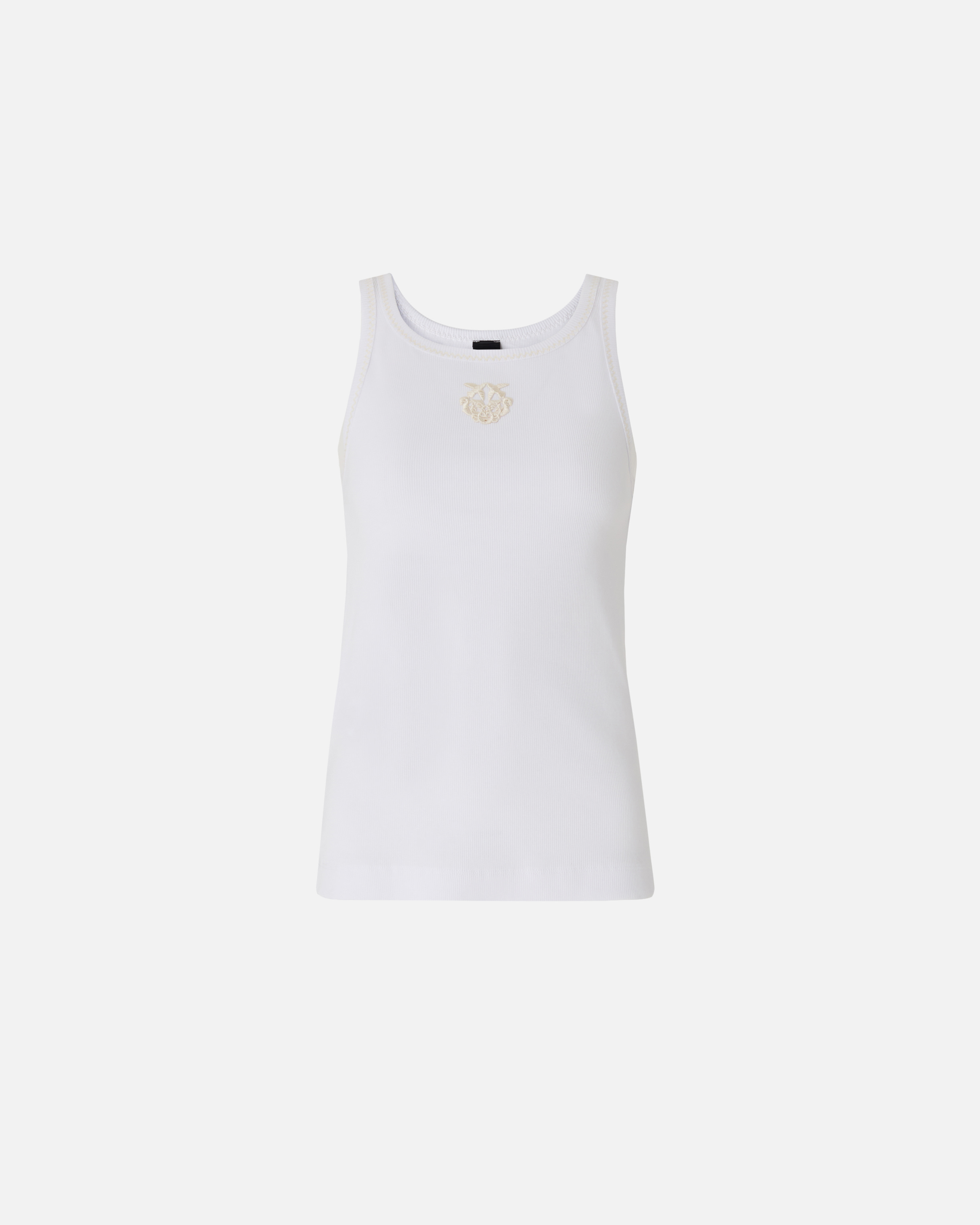 Ribbed knit tank top with love birds embroidery White