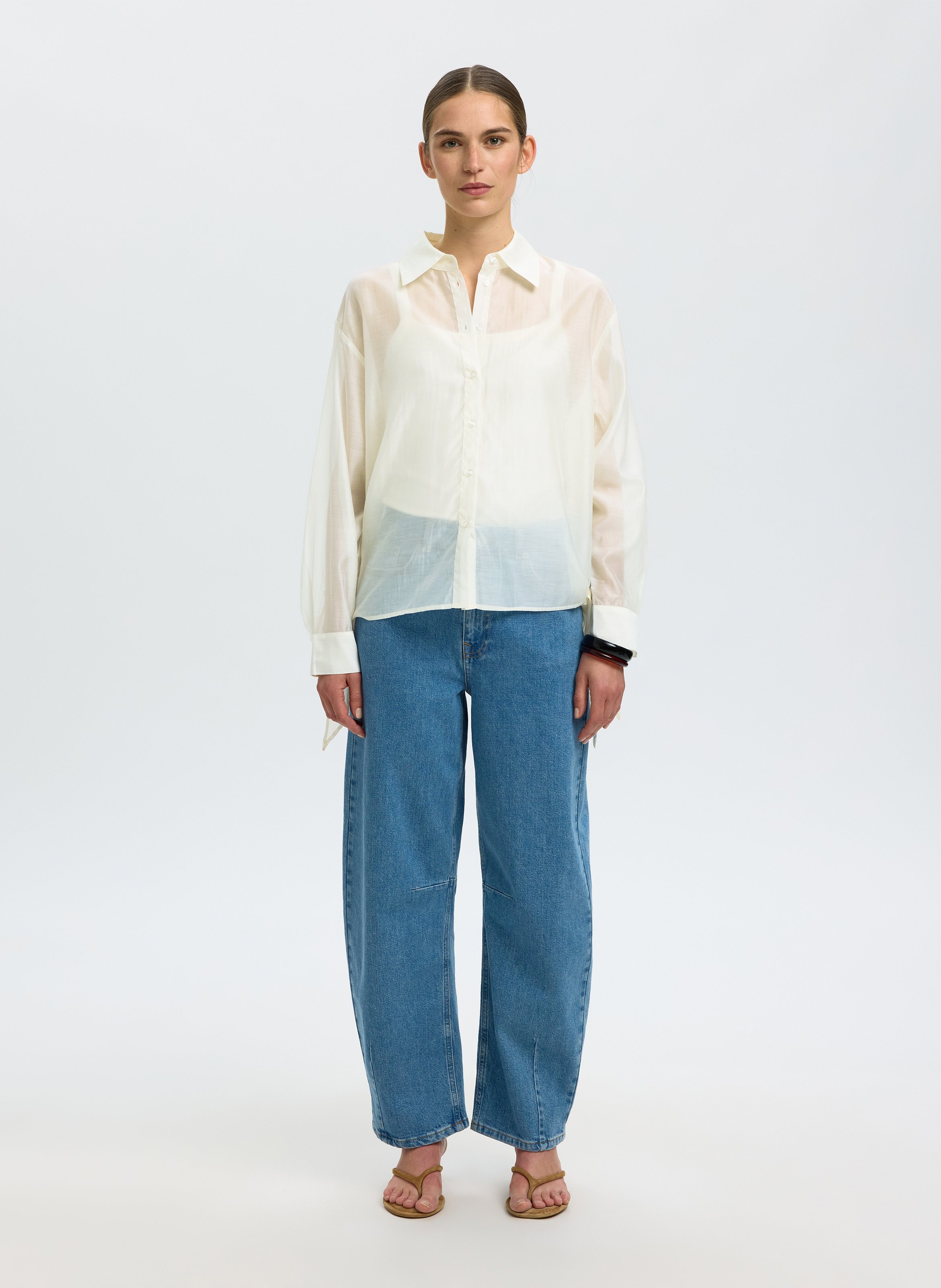 Bedrucktes Hemd mit klassischem Kragen SELECTED Beige