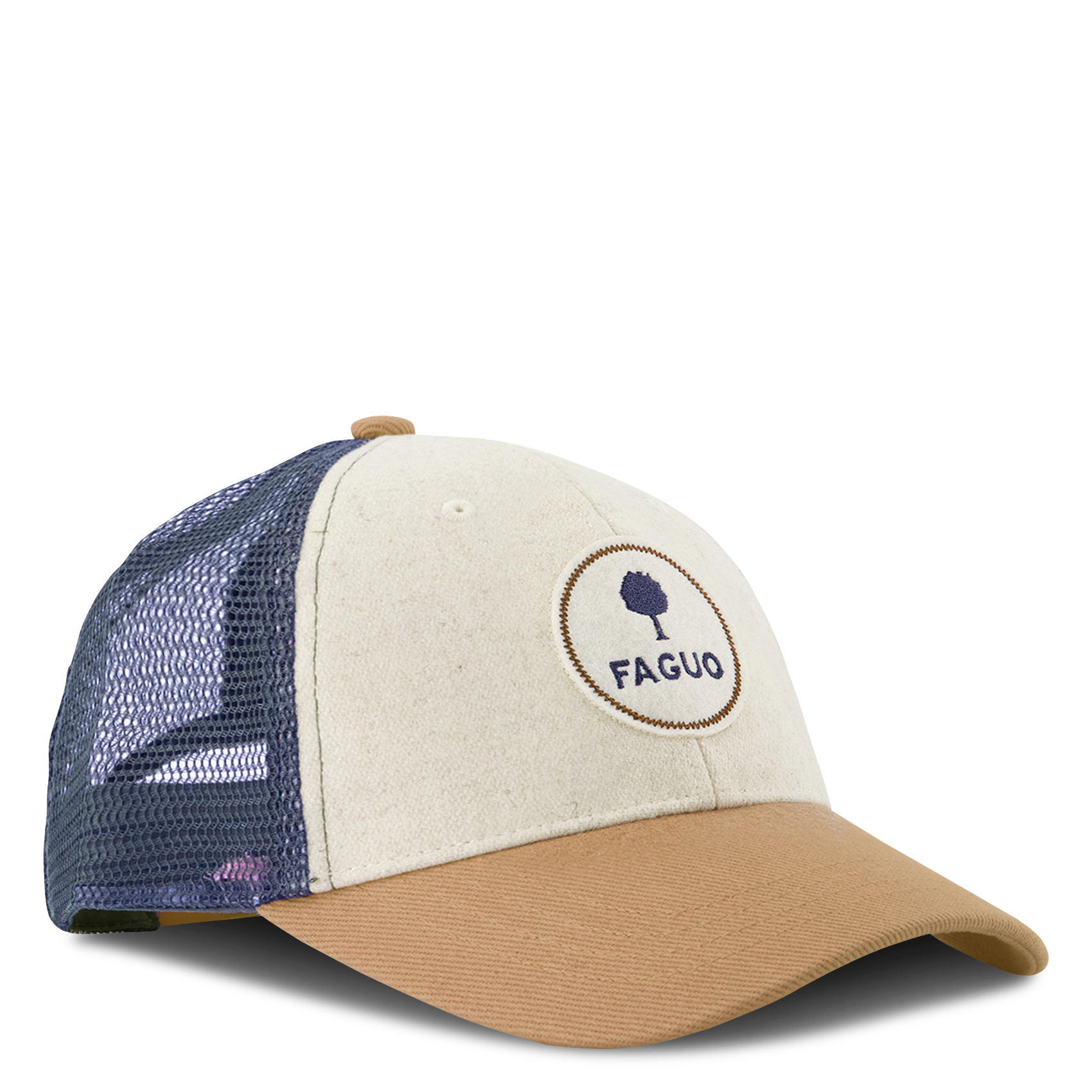 Bestickte Kappe aus Wollmix FAGUO Blau