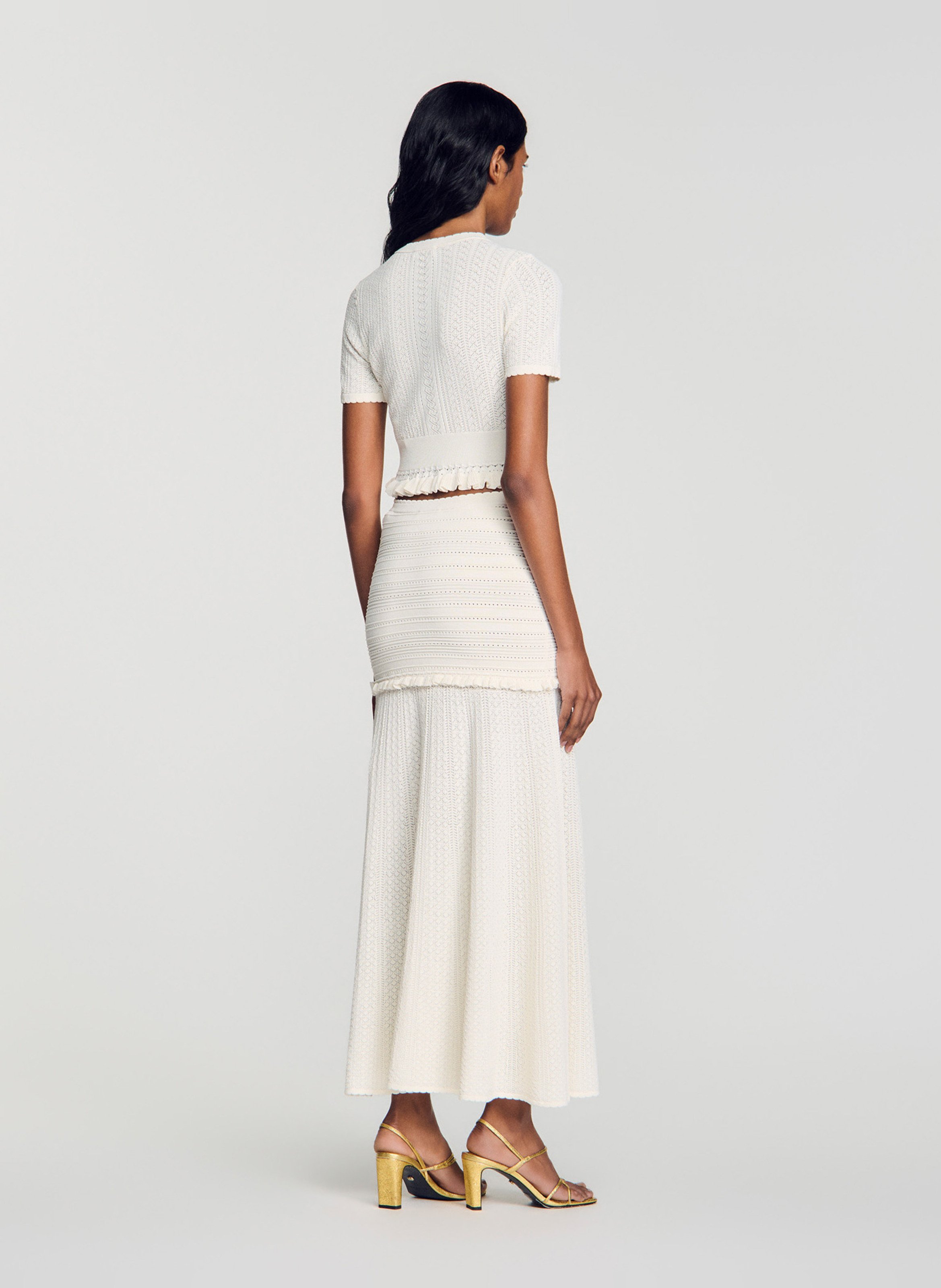 Slim-fit, gebreide top met ronde hals SANDRO Beige