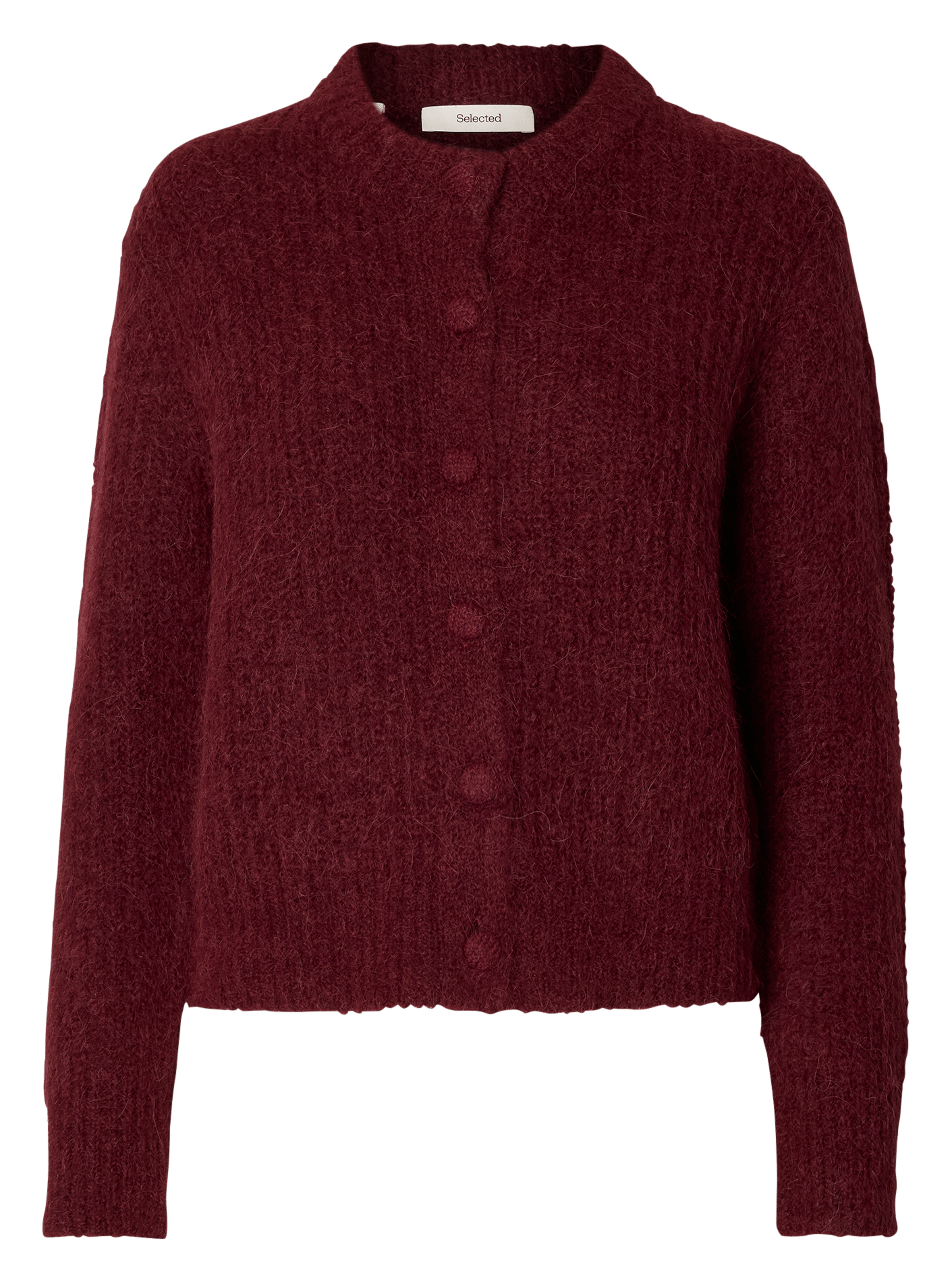 Recht vest met ronde hals | wolblend SELECTED Paars