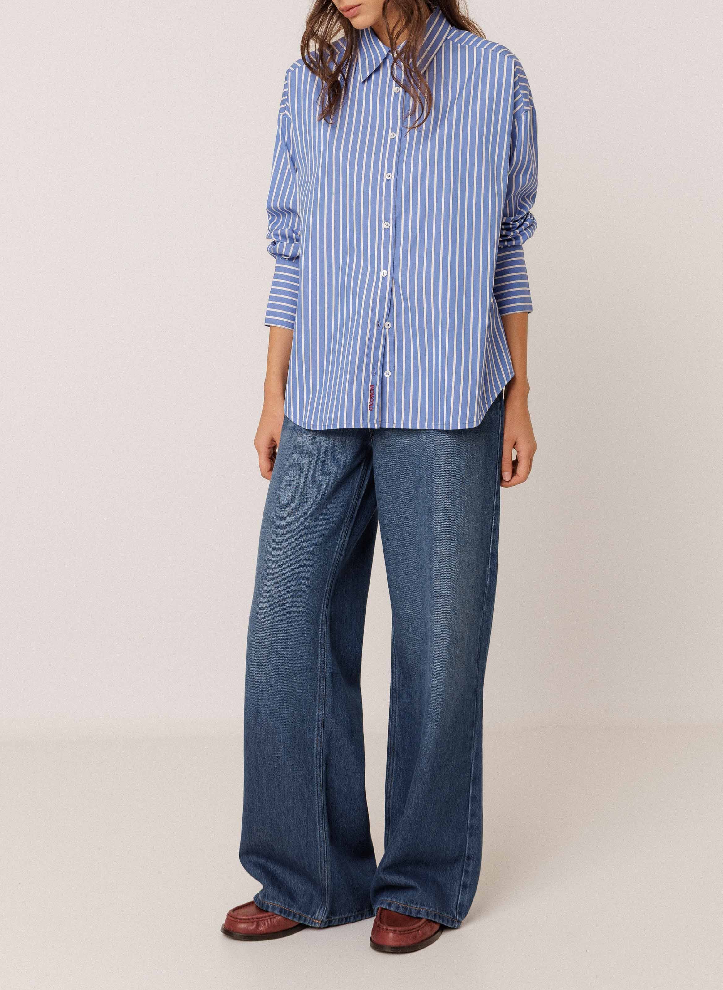 Loose-fit cotton shirt INDI & COLD Blue