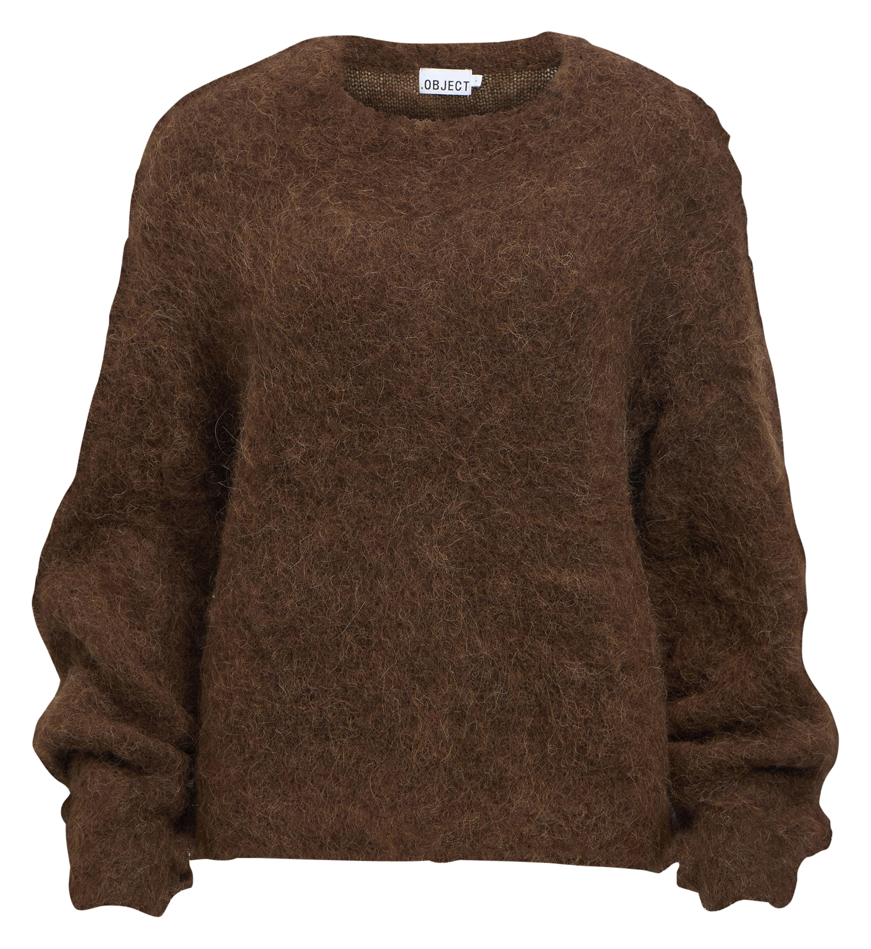 Pull ample col rond en laine mélangée OBJECT Marron