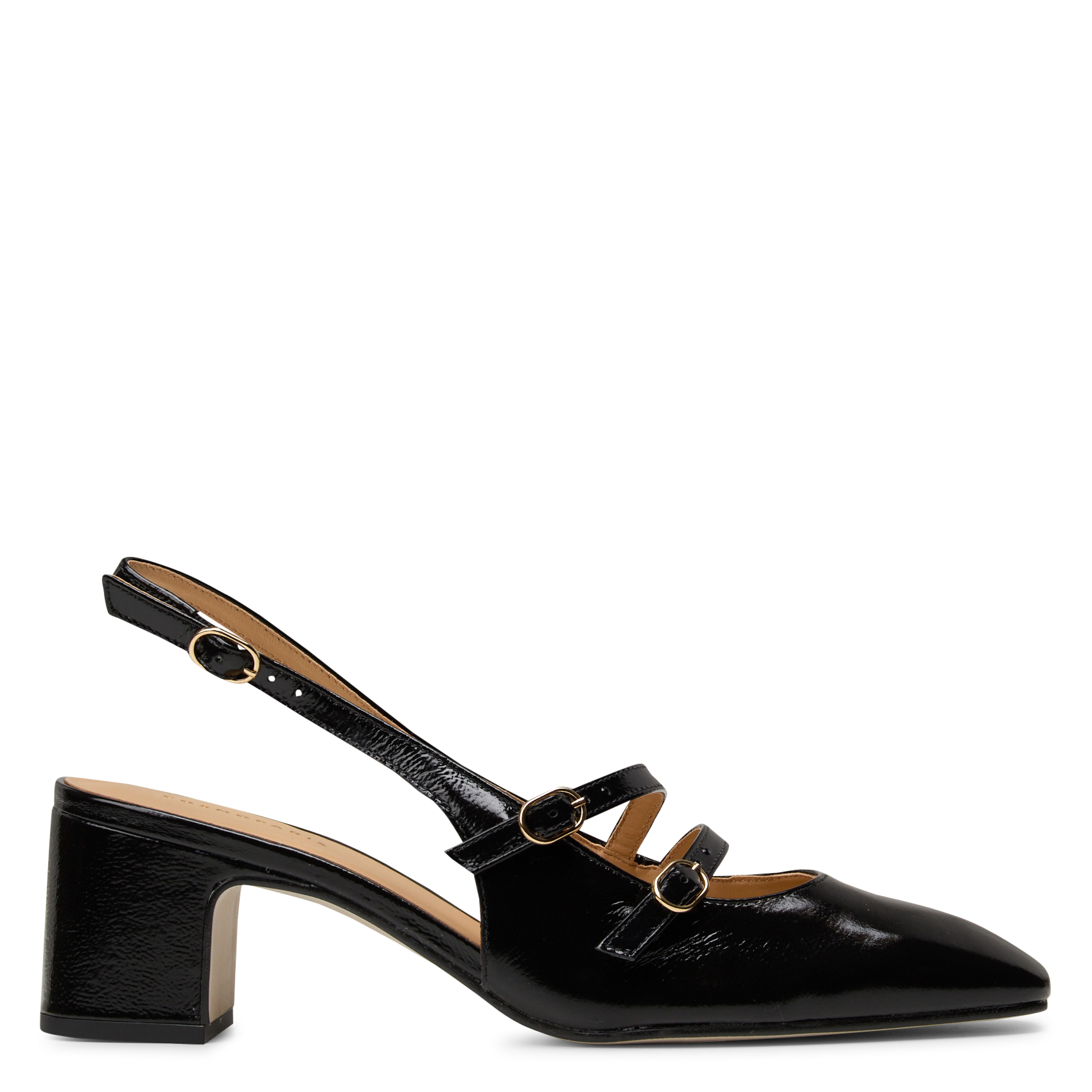 Riemchenpumps aus Lackleder COSMOPARIS Schwarz