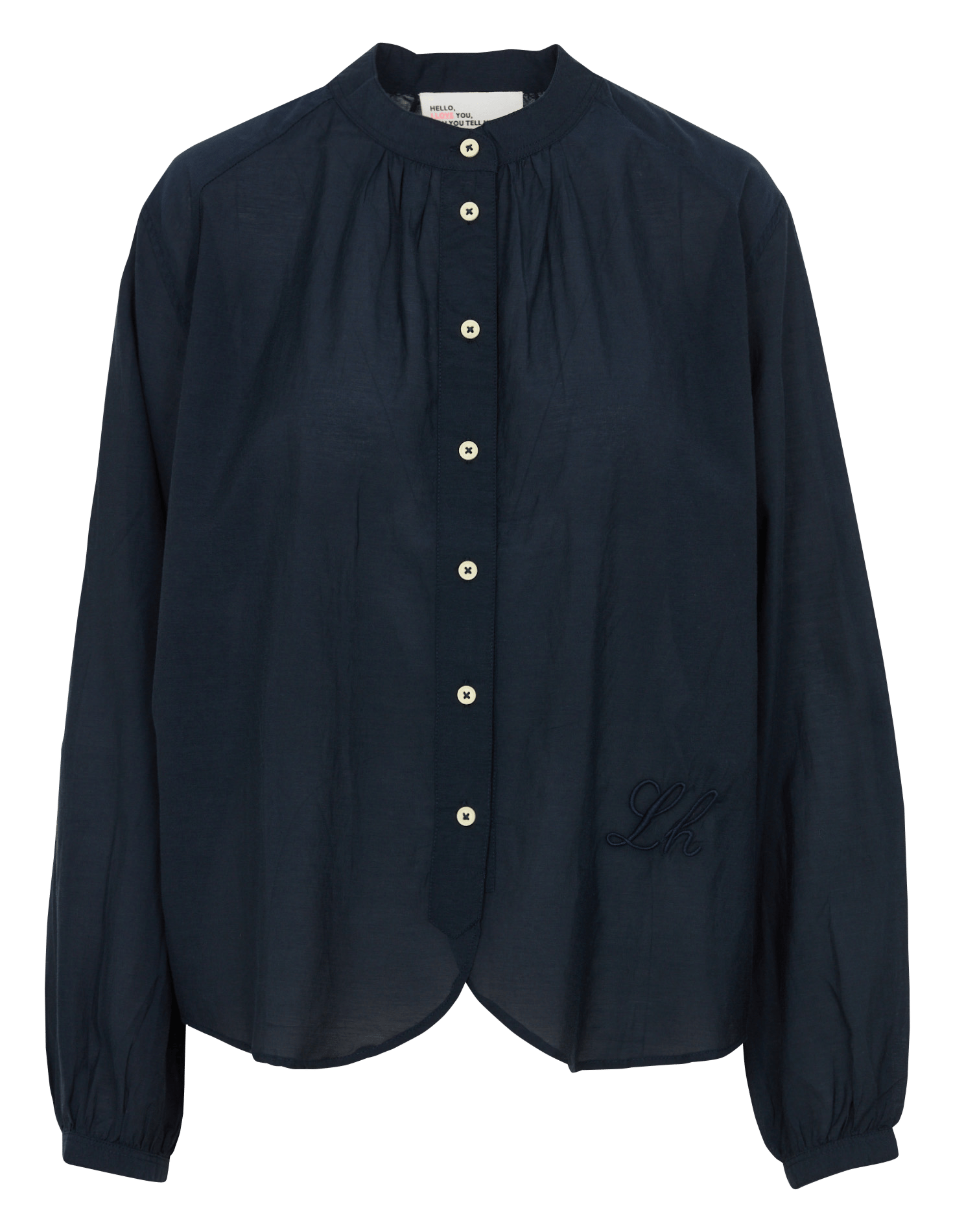 Chemise à col rond en coton mélangé LEON & HARPER Noir