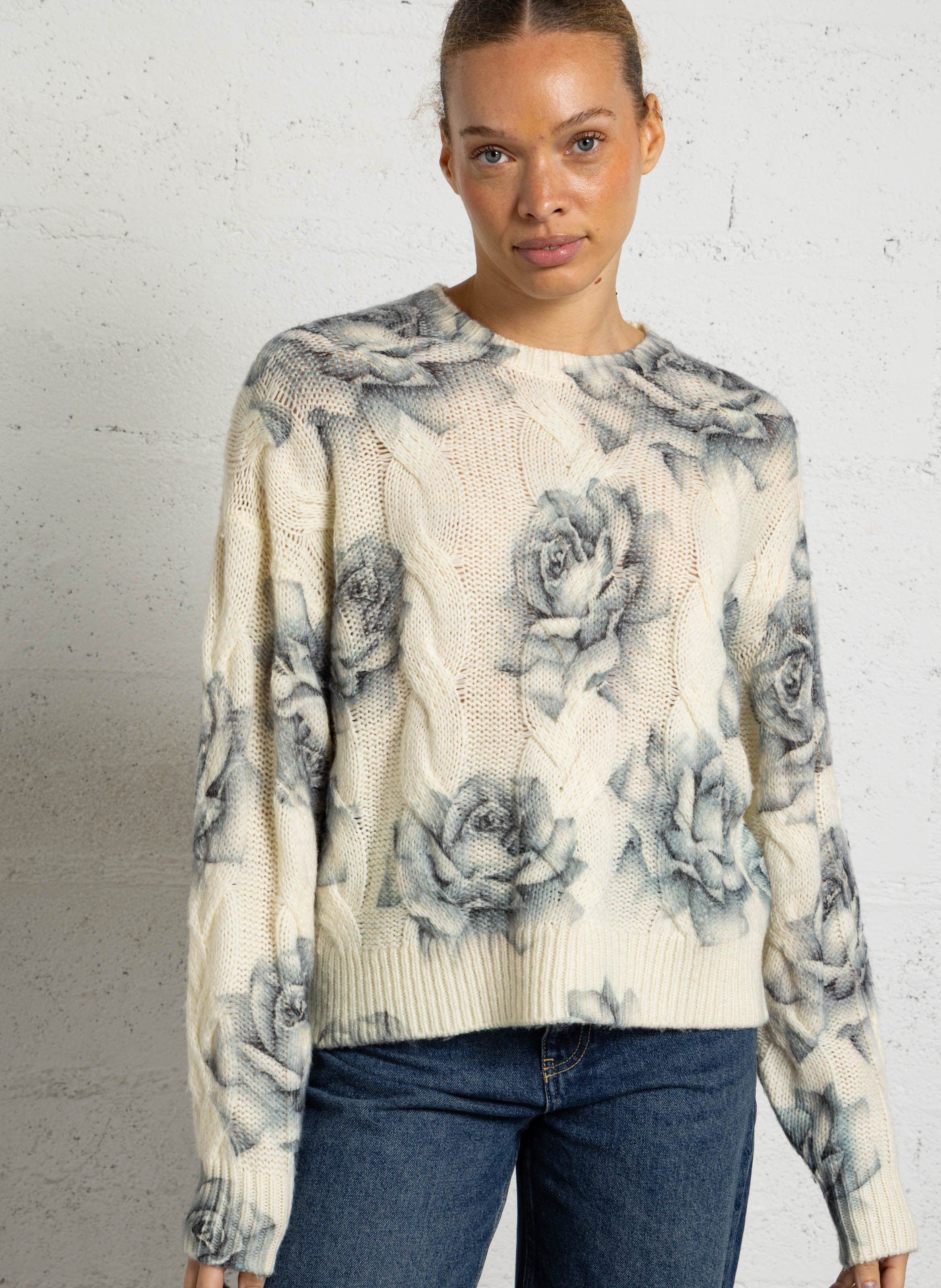 Round-neck wool-blend sweater LIU JO Grey