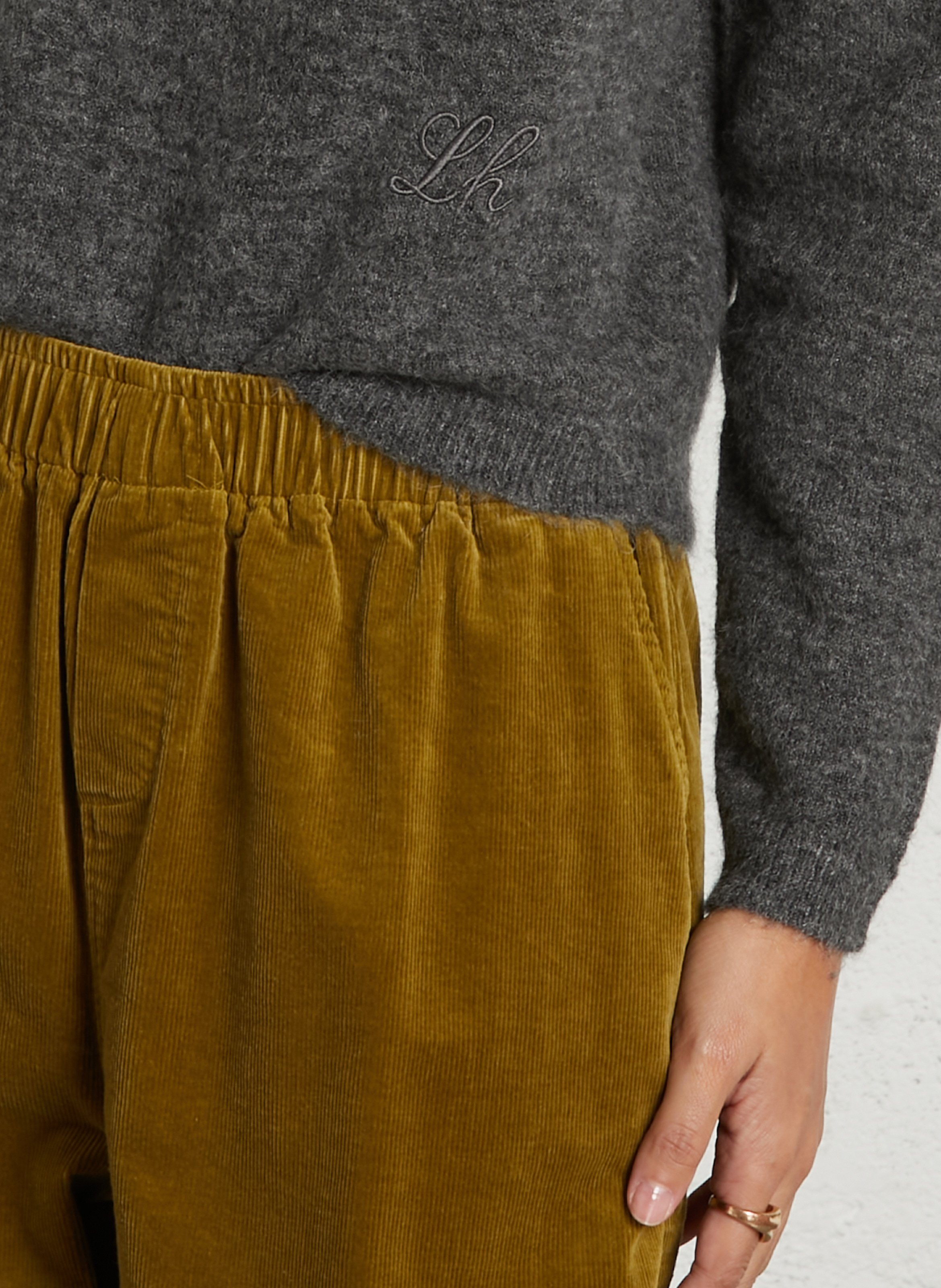 Pantalon large velours côtelé JC SOPHIE Vert