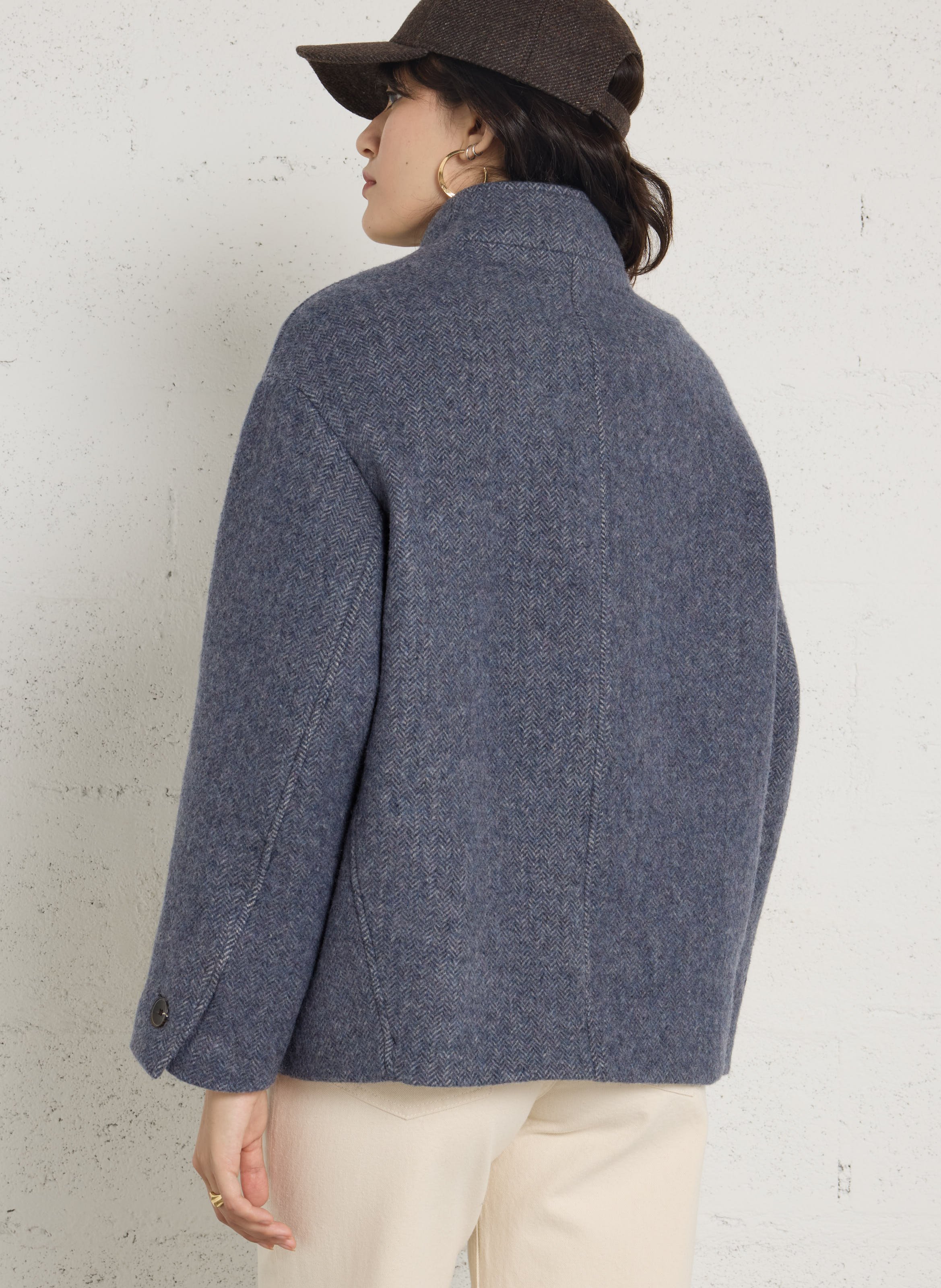 Loose-Fitting Buttoned Coat in Wool Blend MAISON 123 Blue