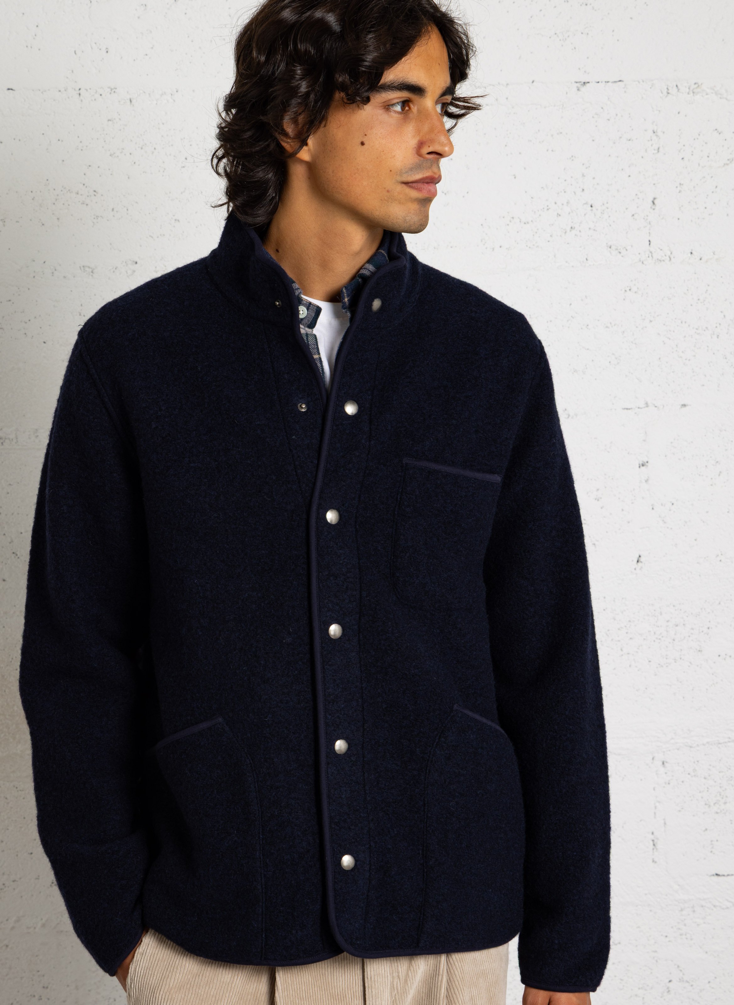Giacca a collo alto in misto lana HARTFORD Blu