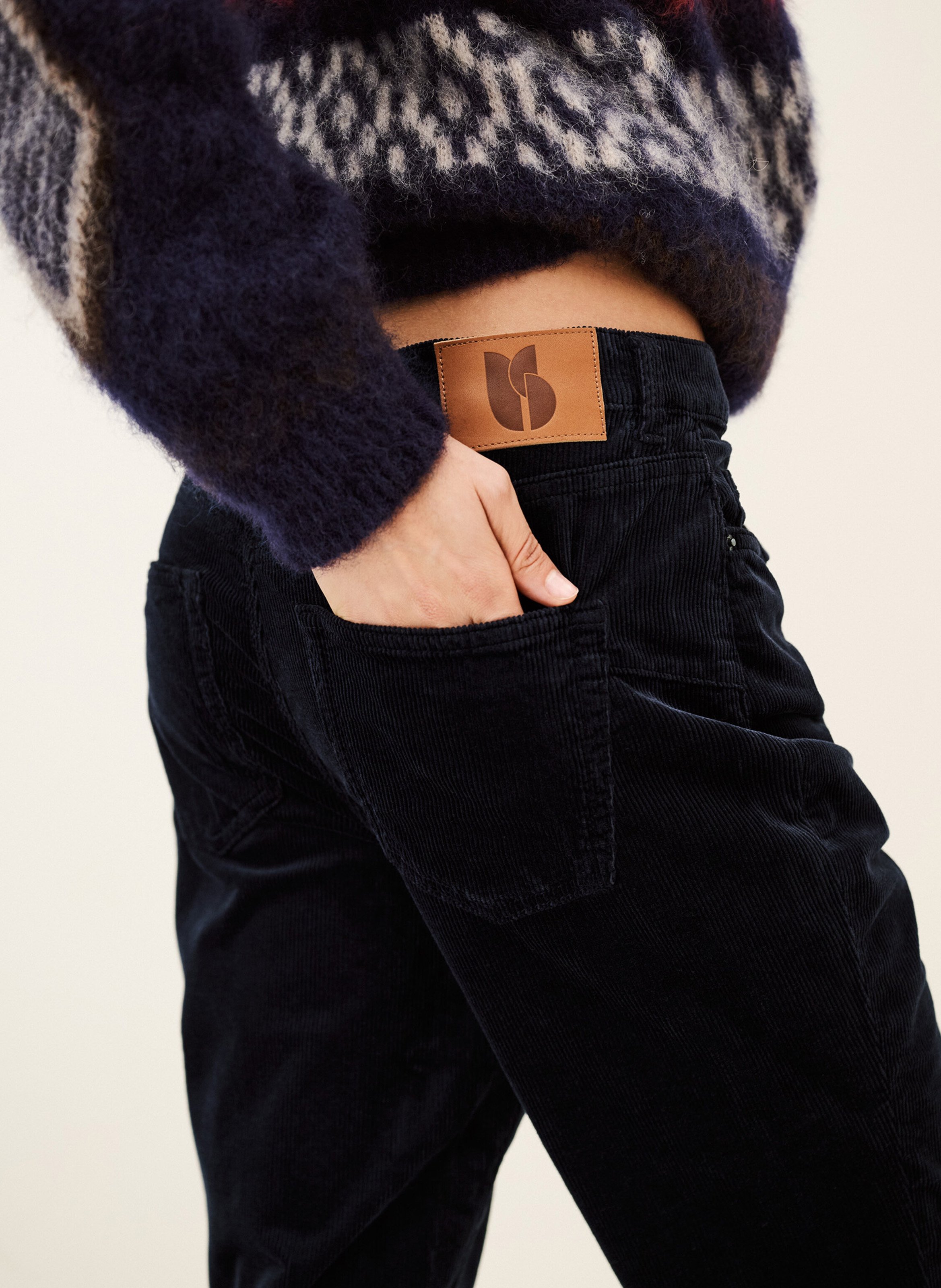 Pantalon droit en velours côtelé | Bleu BA&SH Femme