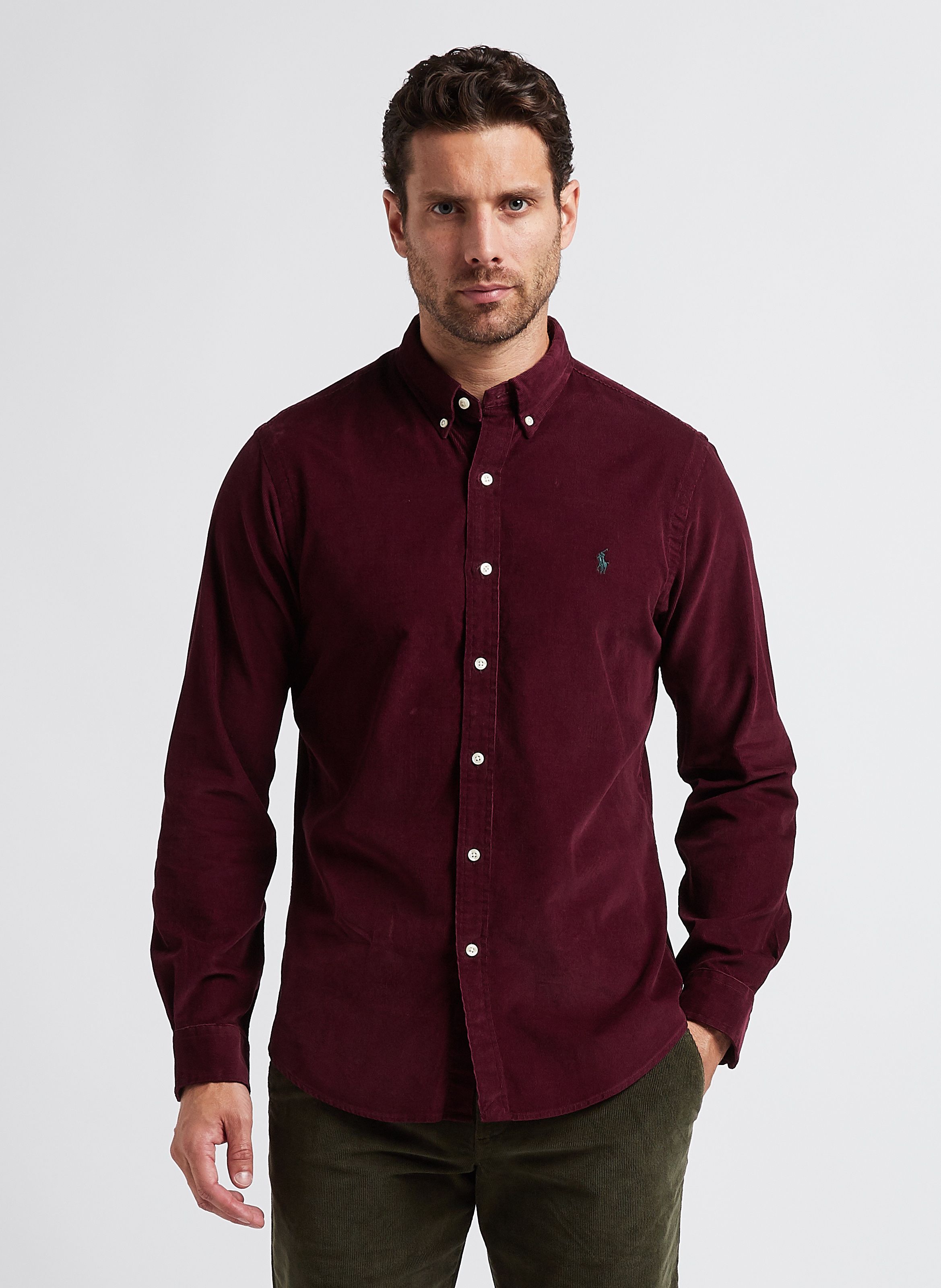 Camisa Slim Fit De Pana Con Cuello Cl sico Z234sc10 Polo Ralph