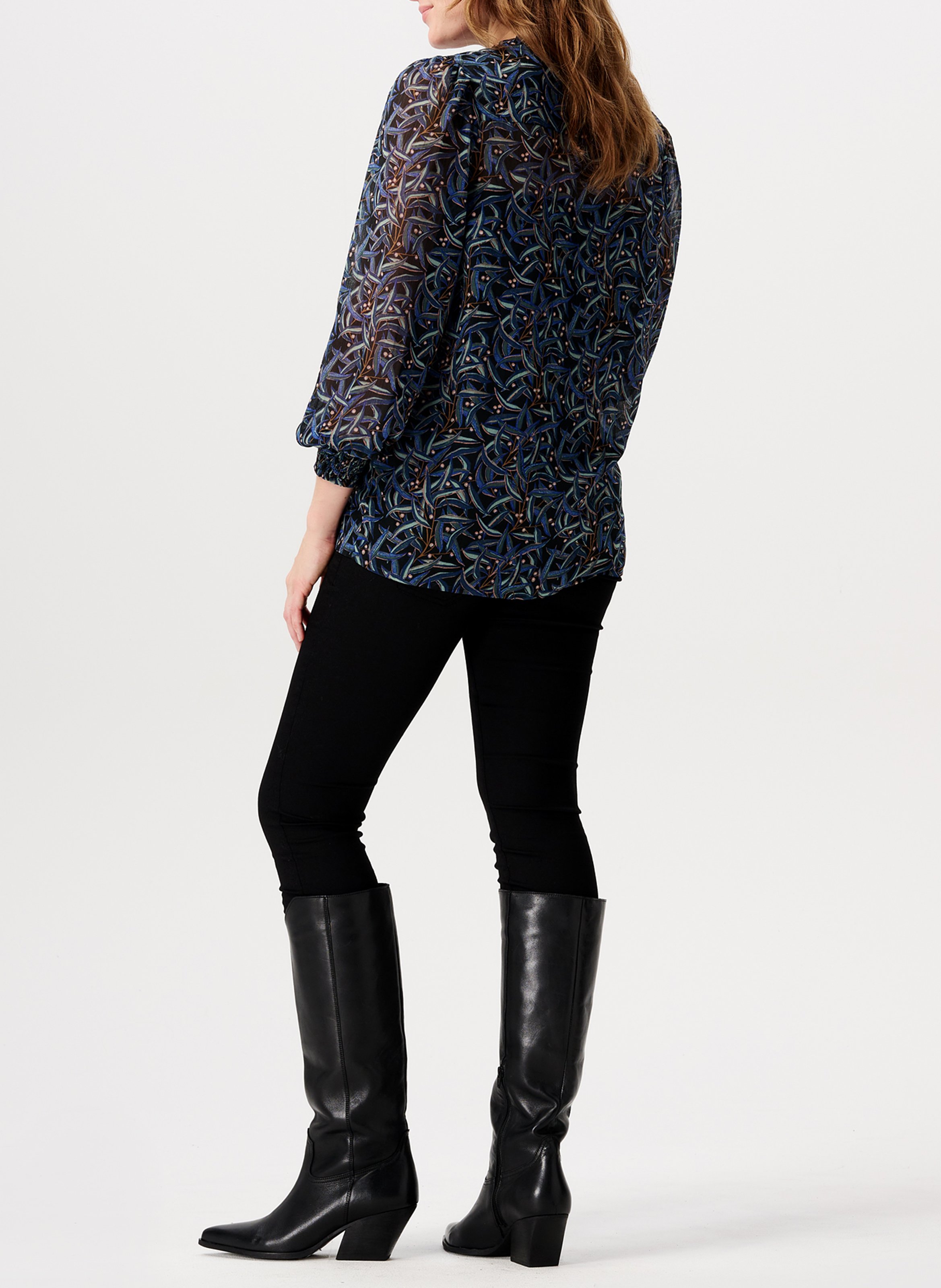 Maternity blouse with Tunisian collar Black