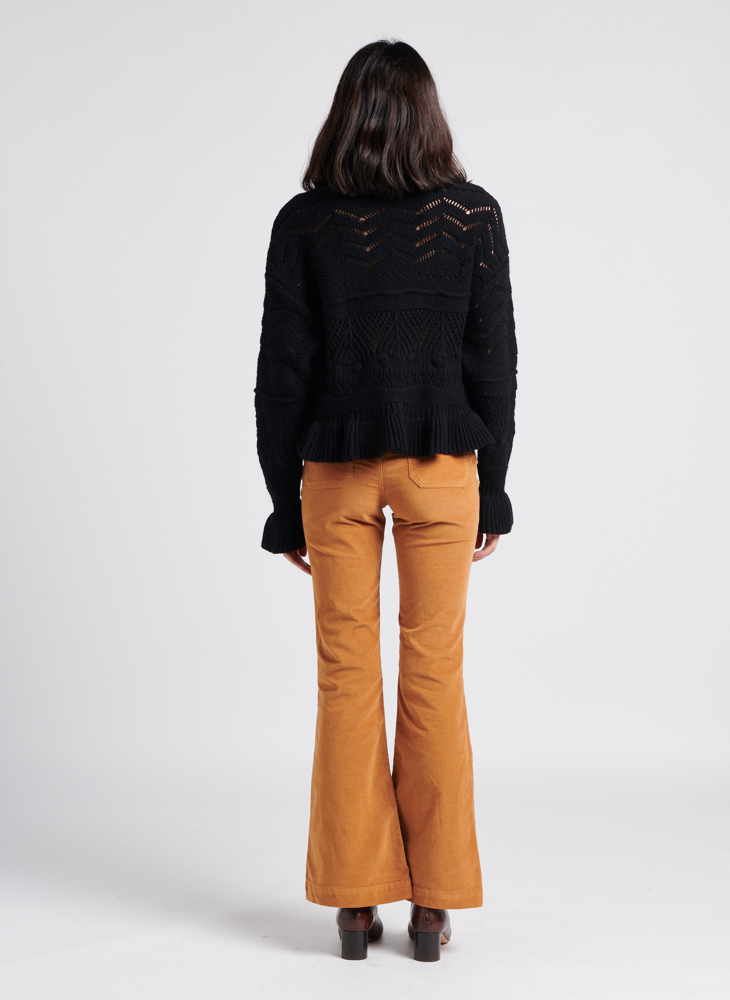 Rechte trui van katoen- en wolmix met ronde hals VILA Zwart