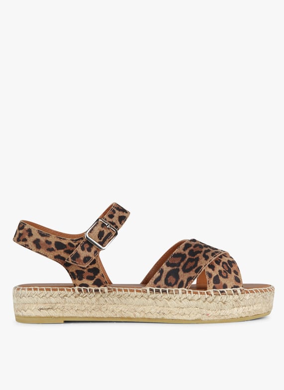 Brown Printed suede espadrille sandals