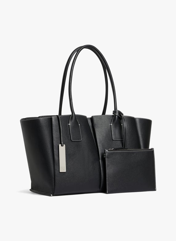 Large cowhide leather tote Noir Le tanneur Women Place des