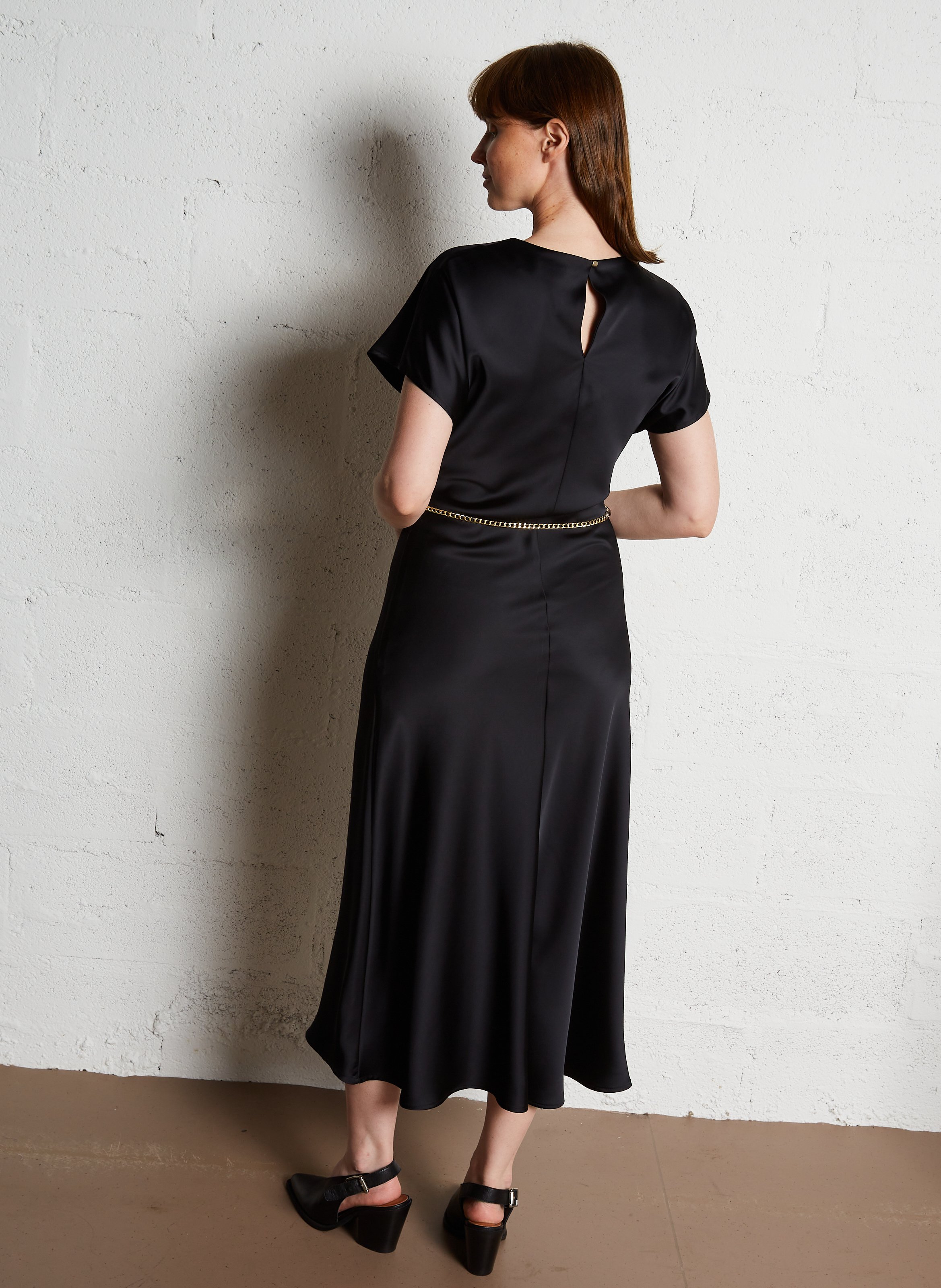 Long fitted round-neck dress IMPERIAL Black