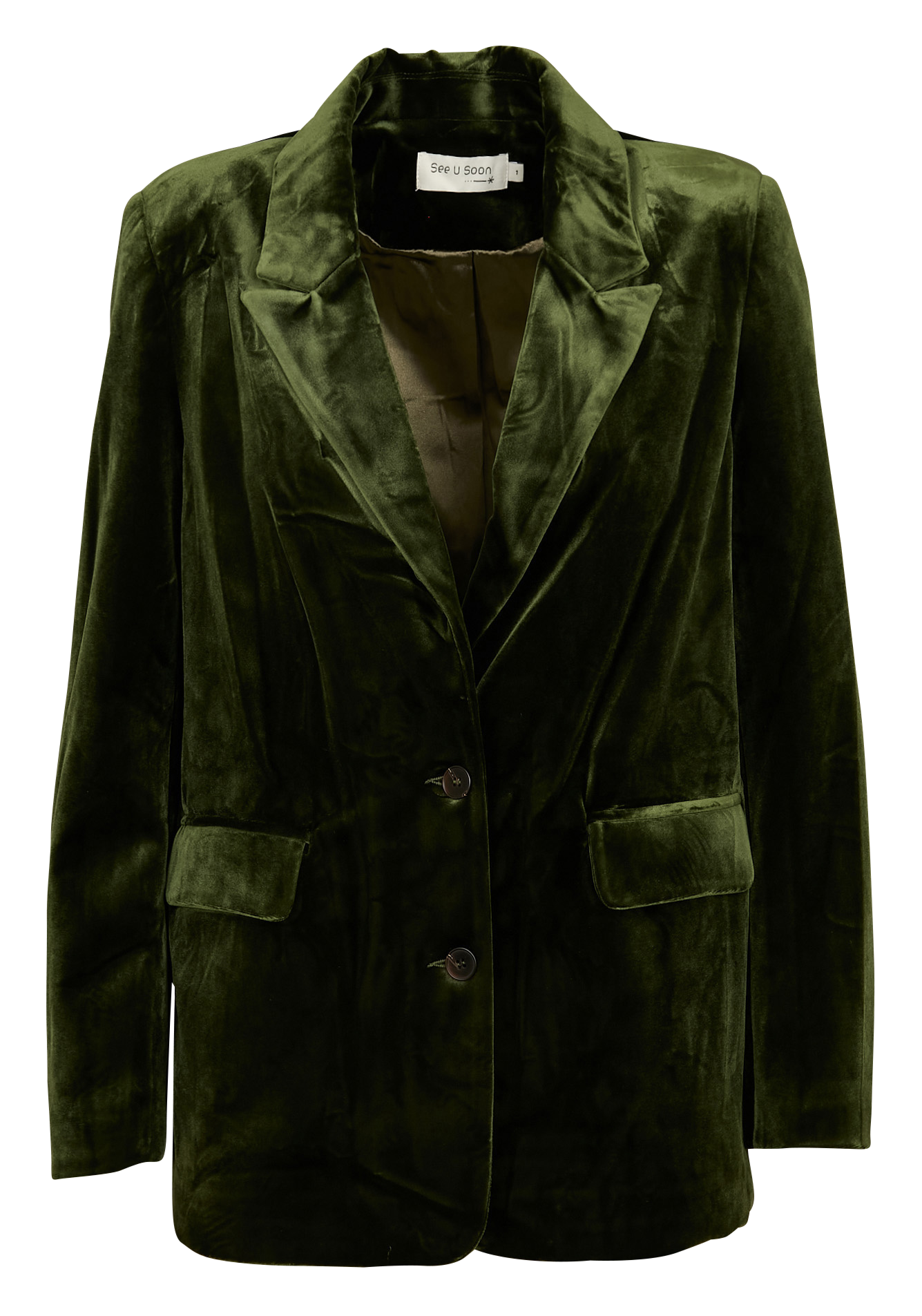 Straight-cut velvet-look jacket SEE U SOON Khaki