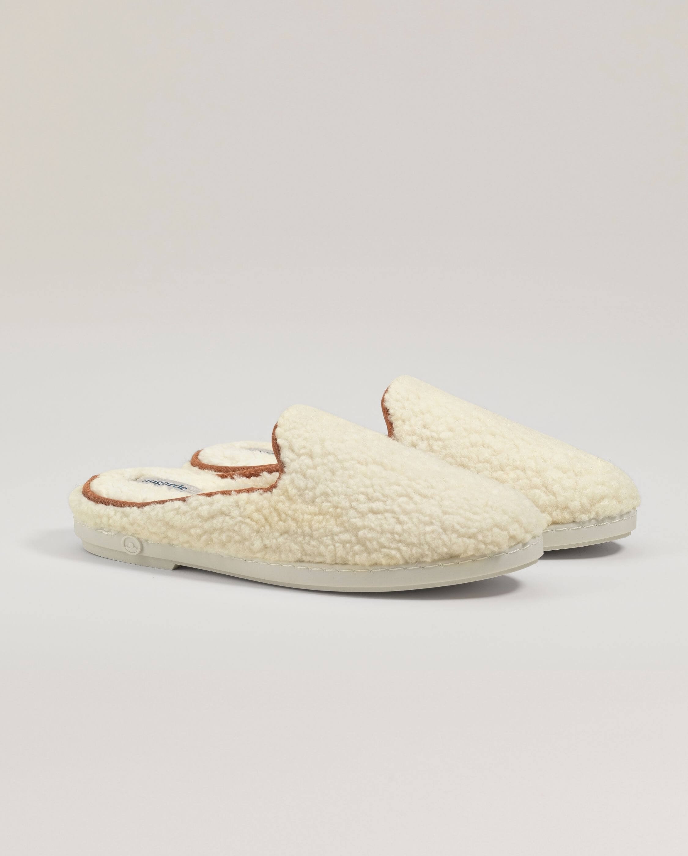 Men's wool bouclé mule, white camel ANGARDE White