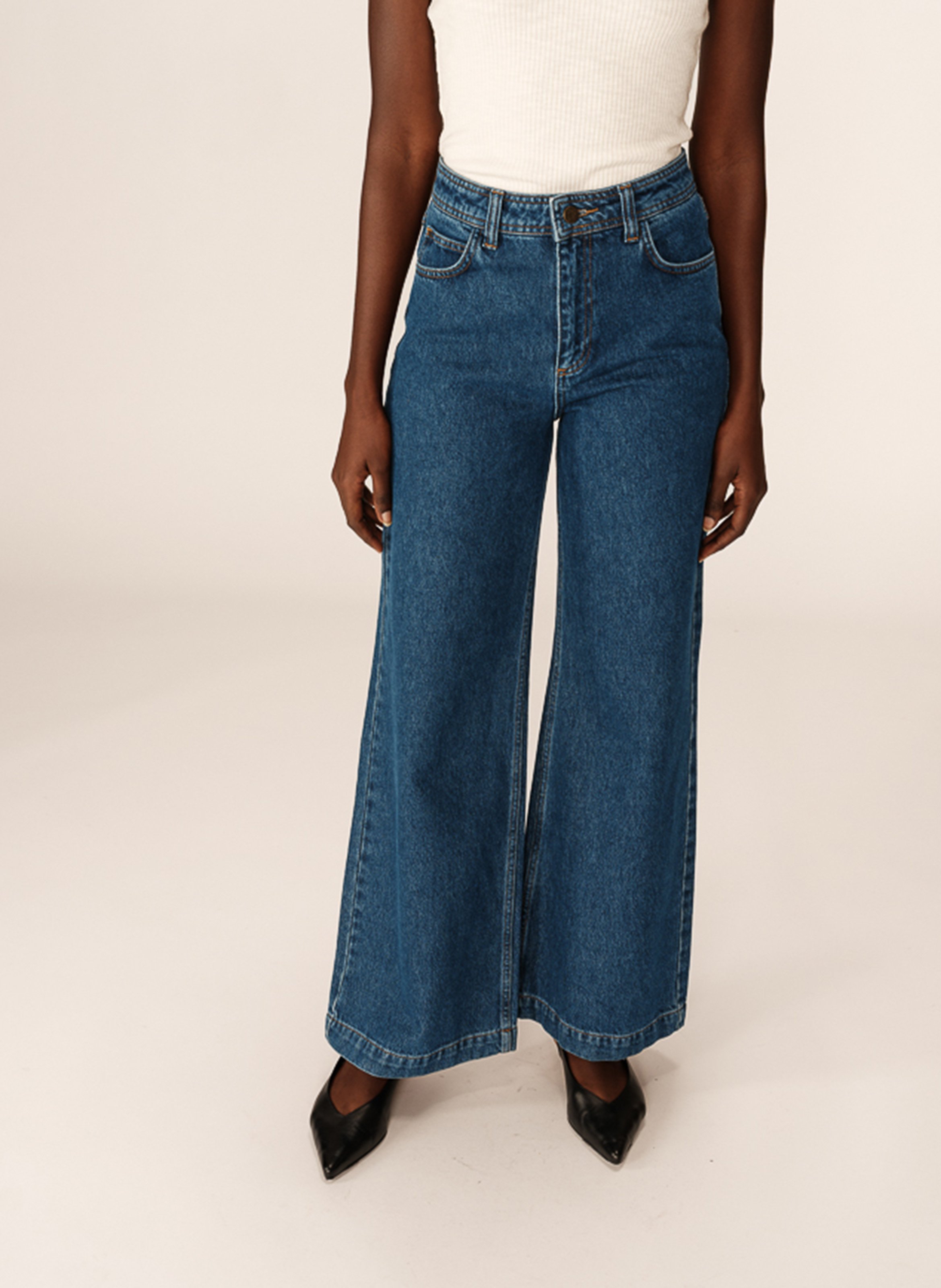 Wide leg cotton jeans GRACE ET MILA Blue